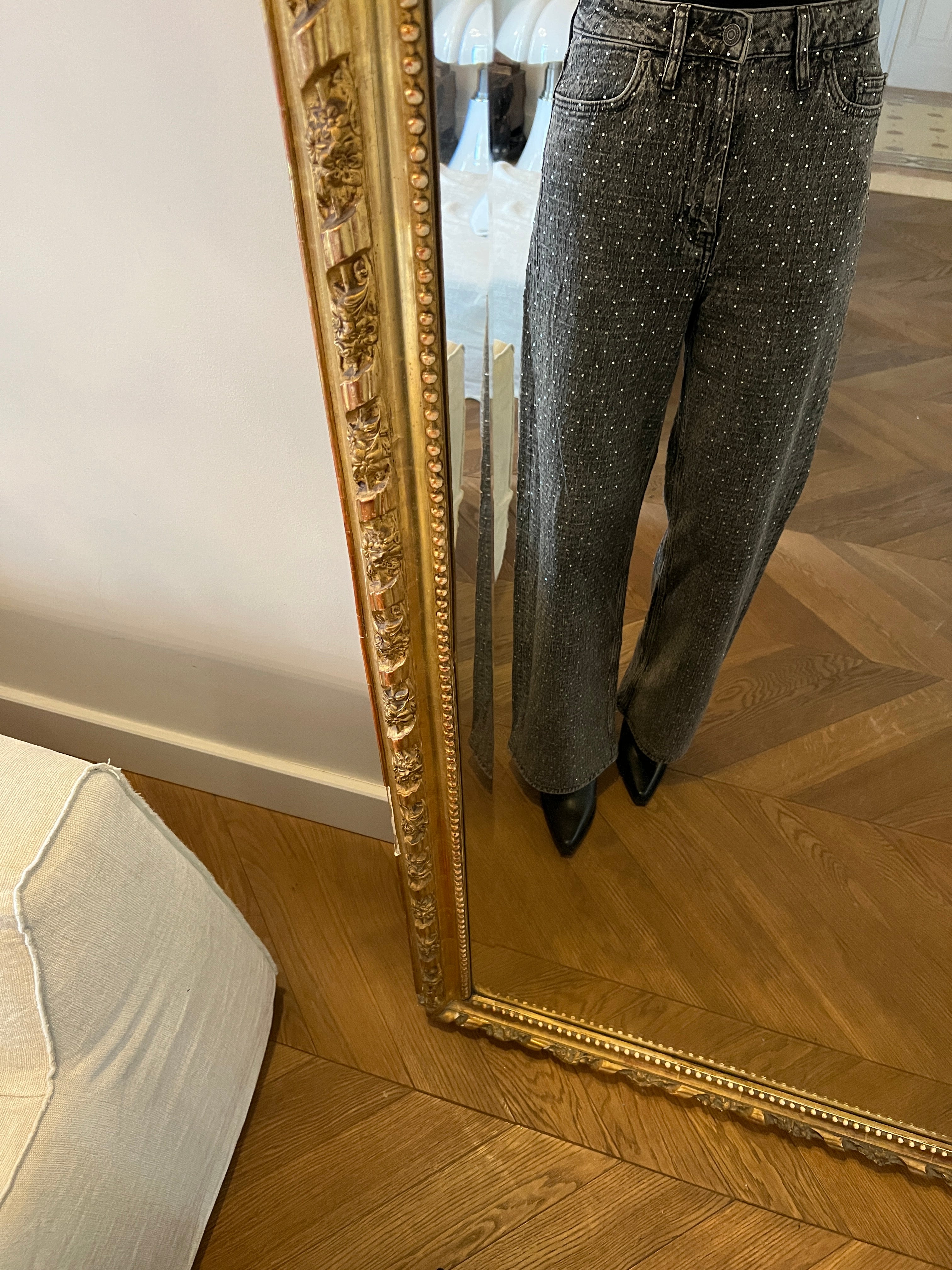 Maje-Jean à strass gris