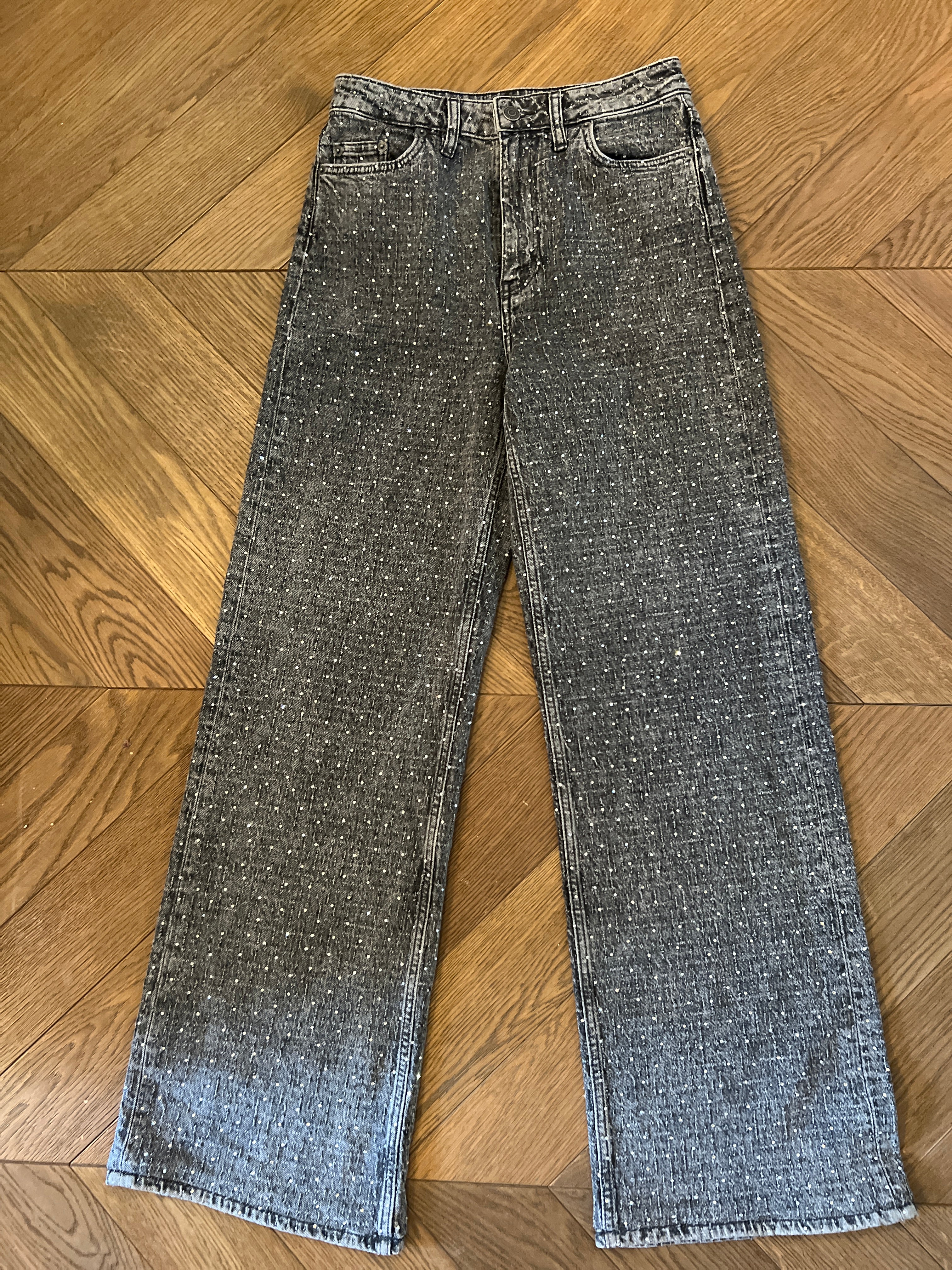 Maje-Jean à strass gris