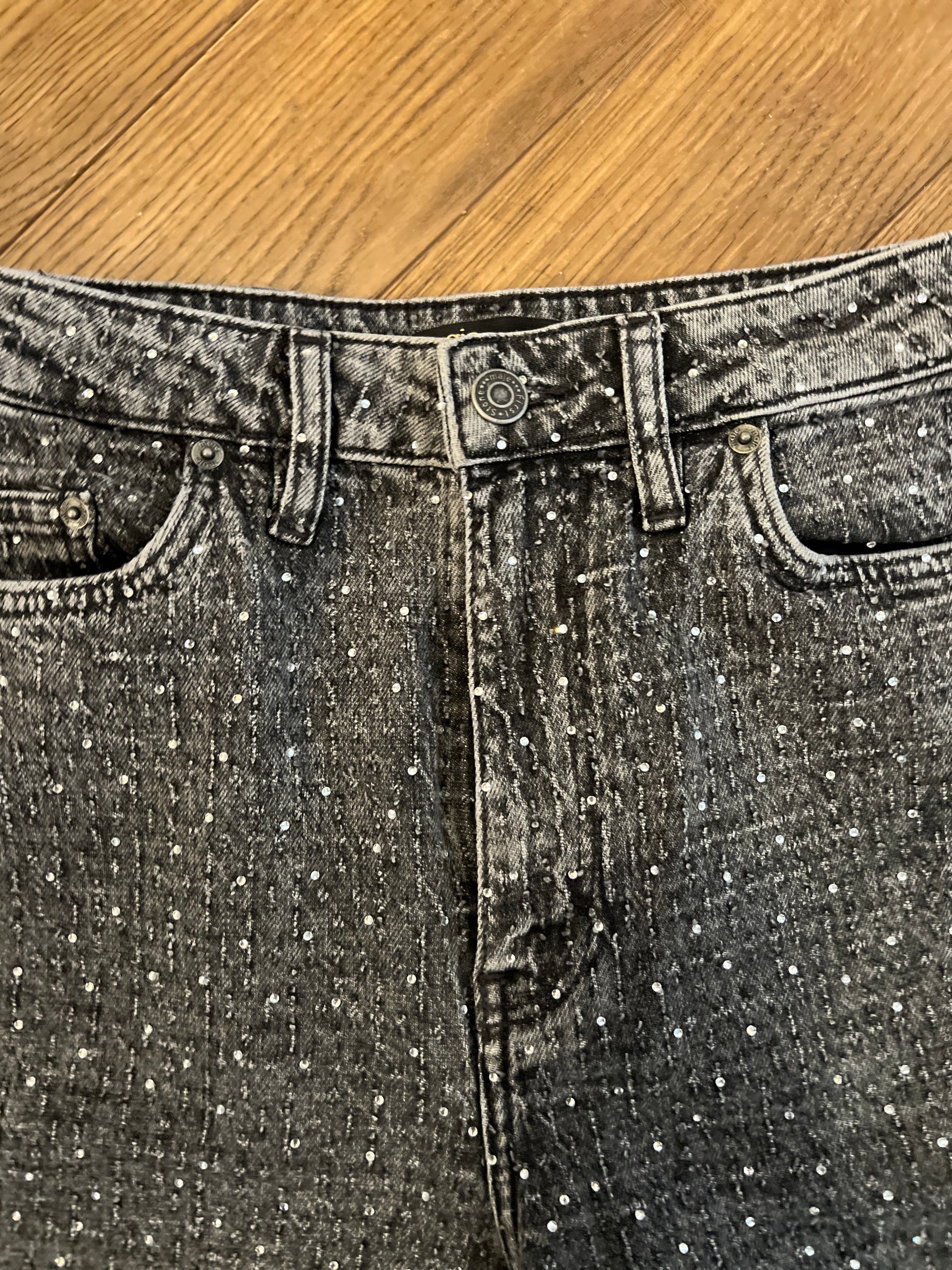 Maje-Jean à strass gris