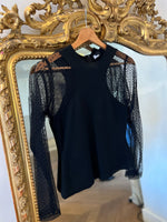 Charger l&#39;image dans la galerie, The kooples - Top noir manches plumetis
