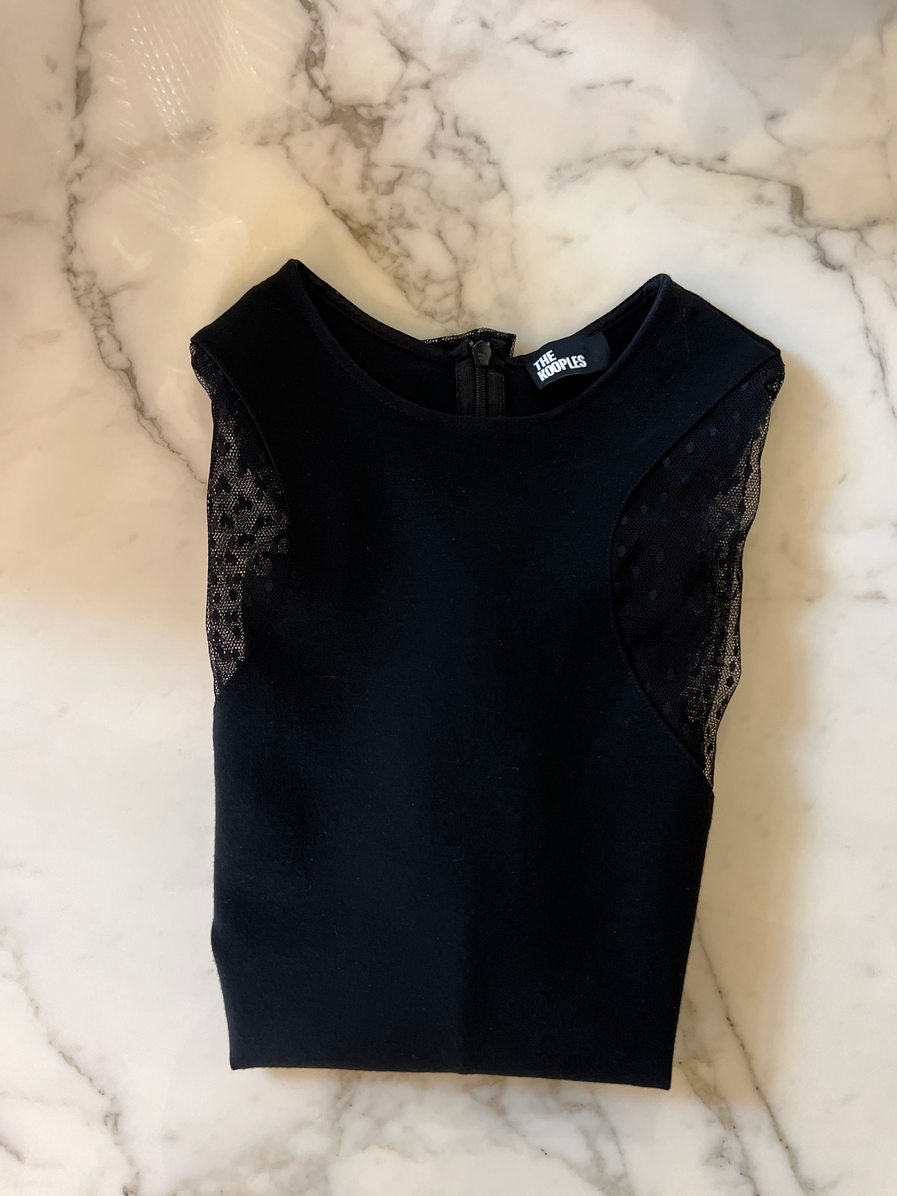 The kooples - Top noir manches plumetis