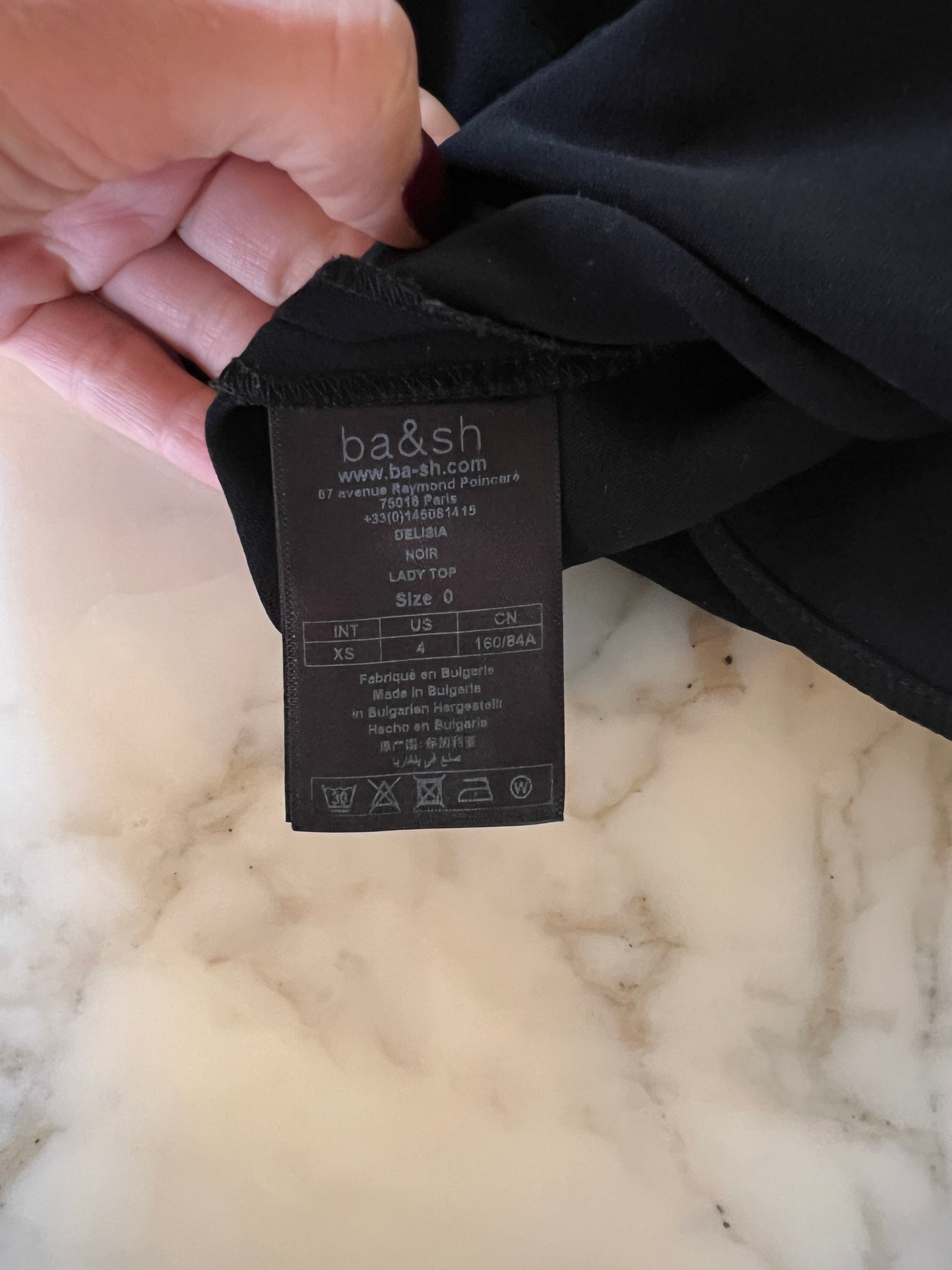 Ba&sh-Blouse noire col V épaules ballon