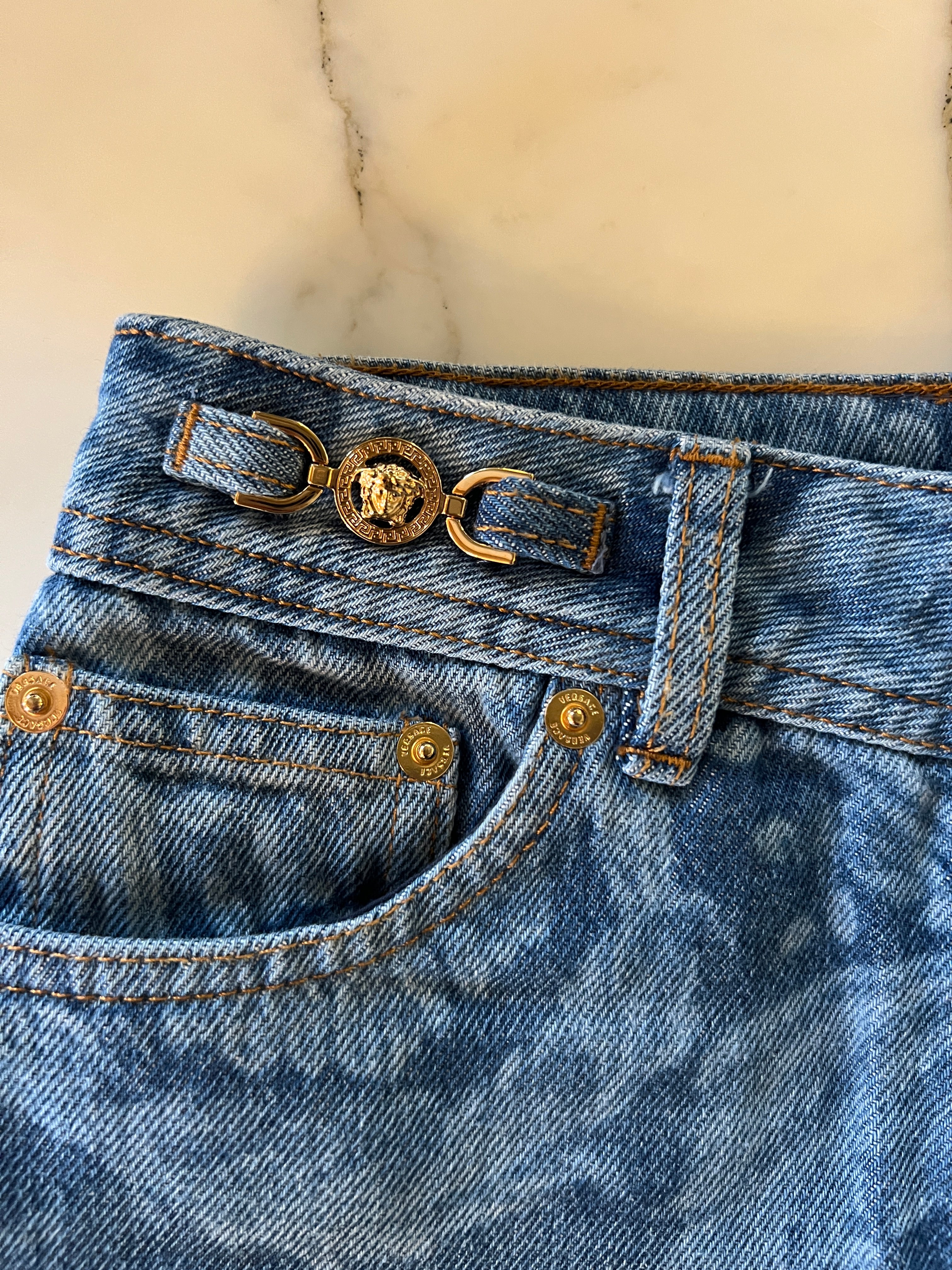 Versace-Jean coupe Barocco boutons dorés