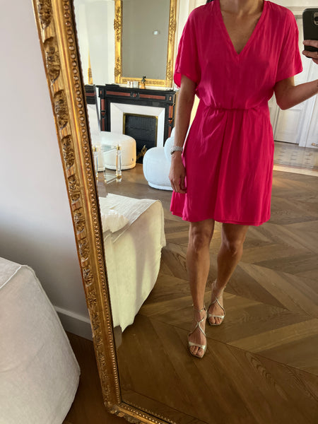 Robe Maje Rose Fushia Robe Fushia Maje Robe Plissée Maje Viscose