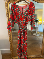 Charger l'image dans la galerie, Topolina - Robe rouge longue à fleurs
