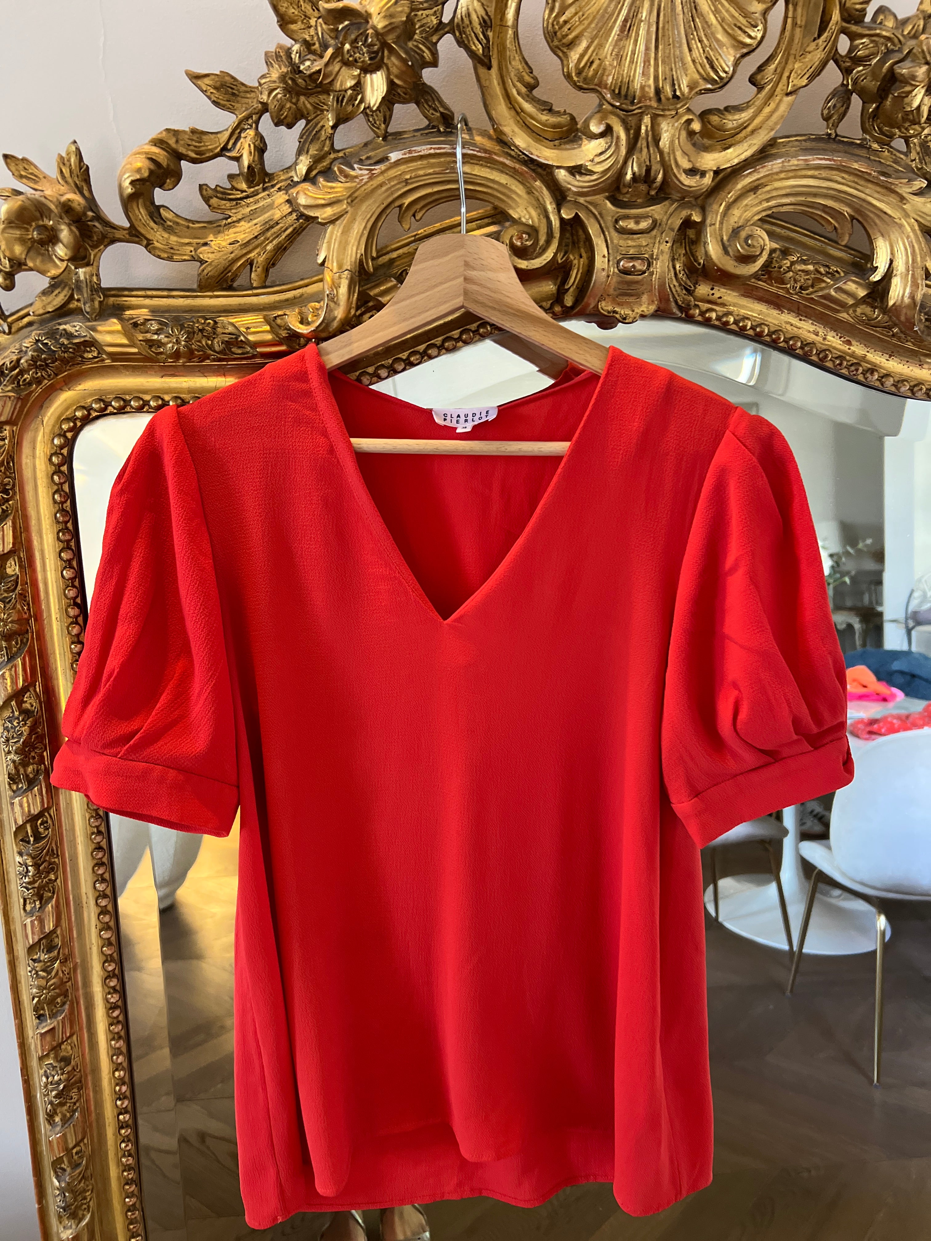 T shirt Claudie Pierlot rouge col v