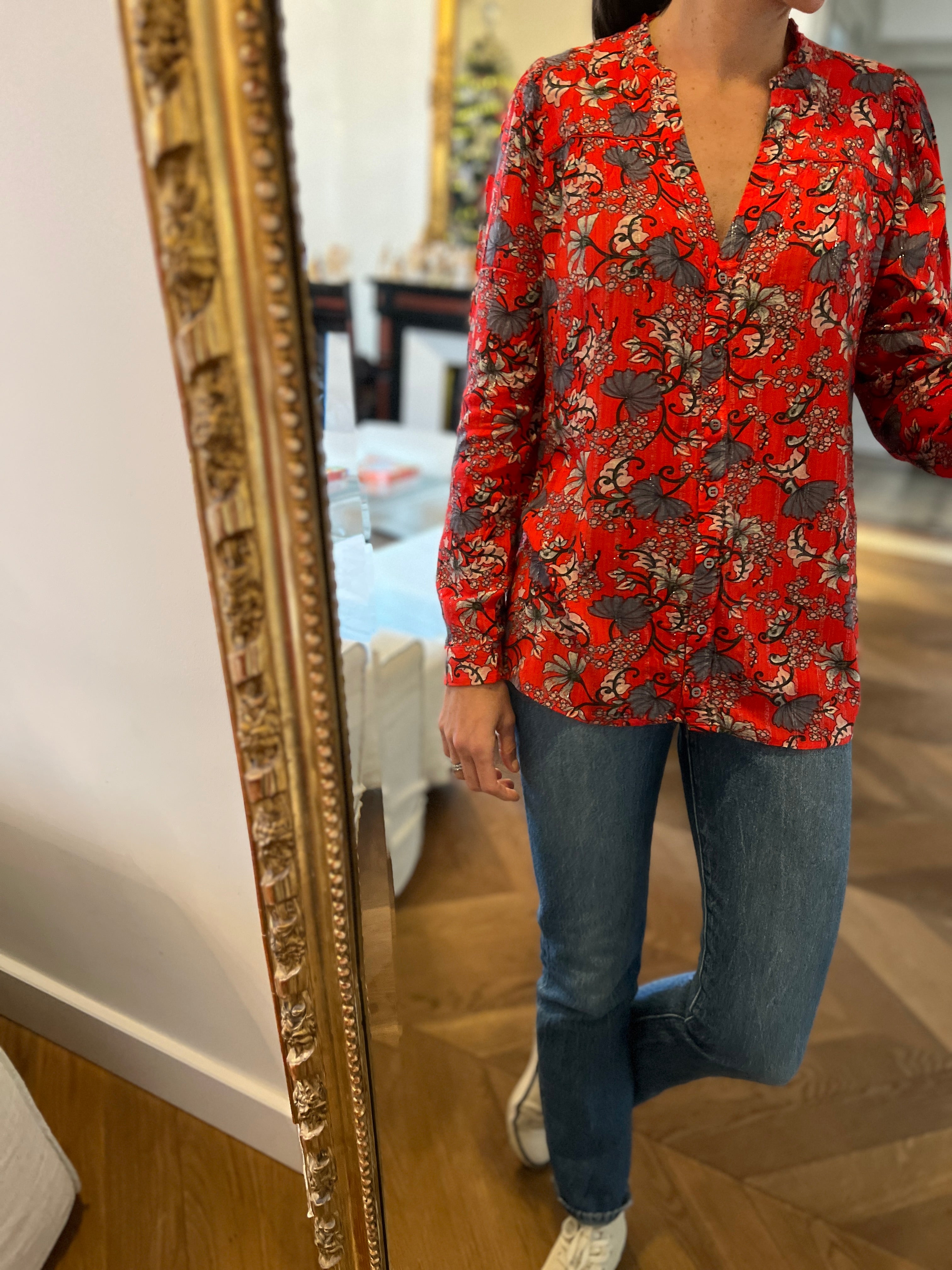 Blouse Ba&sh Edgy rouge irisée