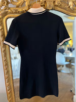 Charger l&#39;image dans la galerie, Maje - Robe noire col et bordure beige boutons dorés
