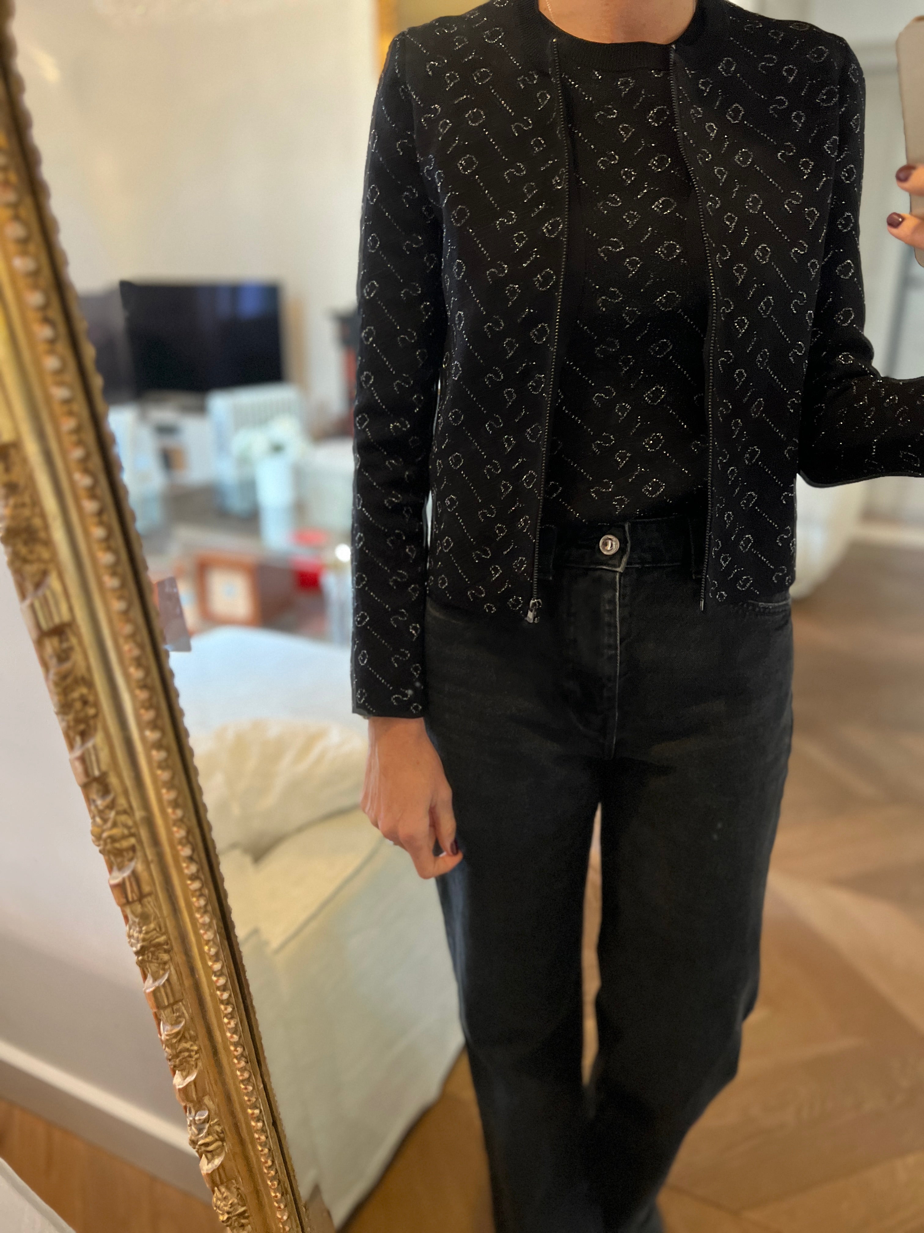 Maje - Ensemble haut et gilet noir et argenté