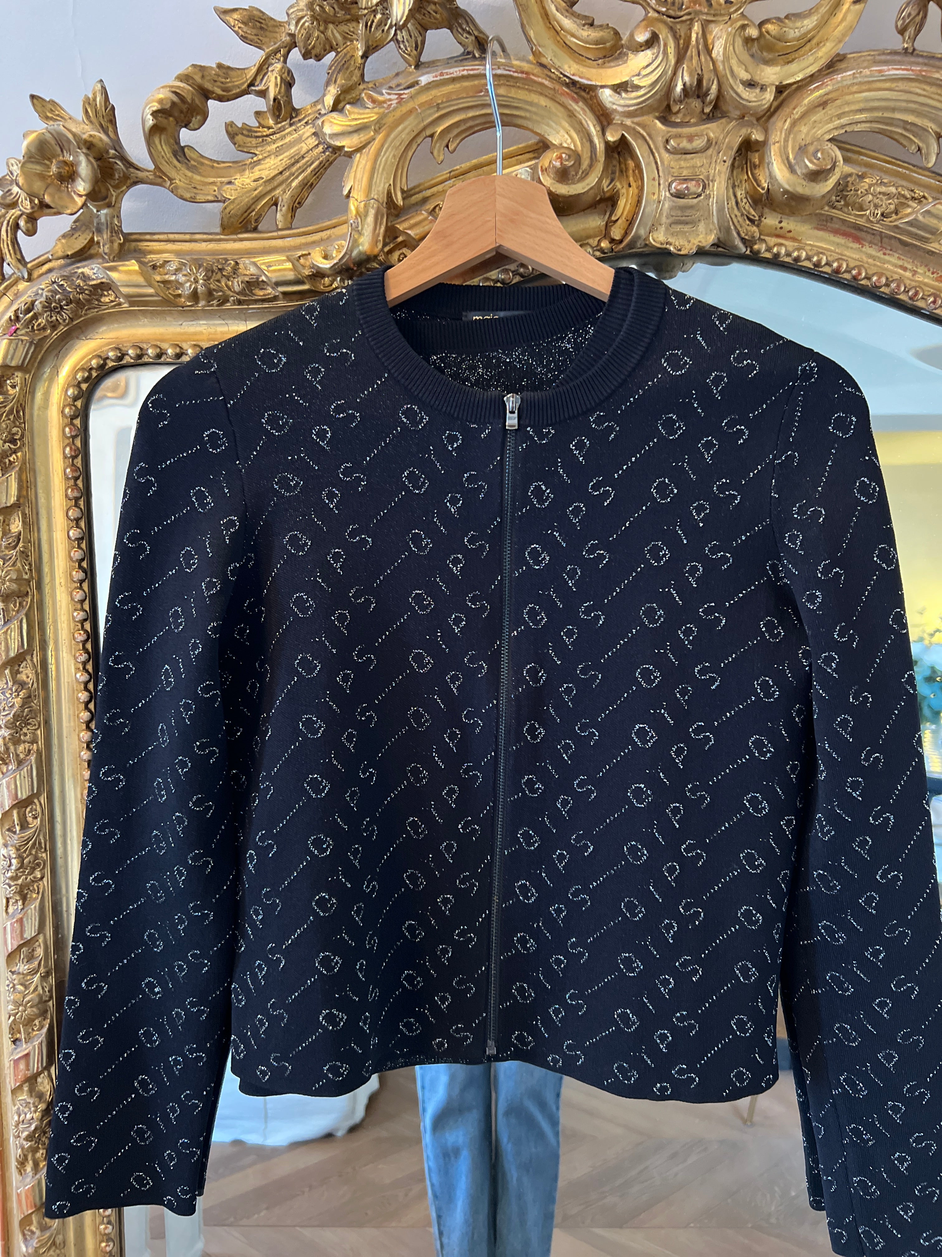 Maje - Ensemble haut et gilet noir et argenté