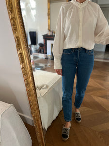 Anne Charlotte Blouse Plume blanche Cathy en lin