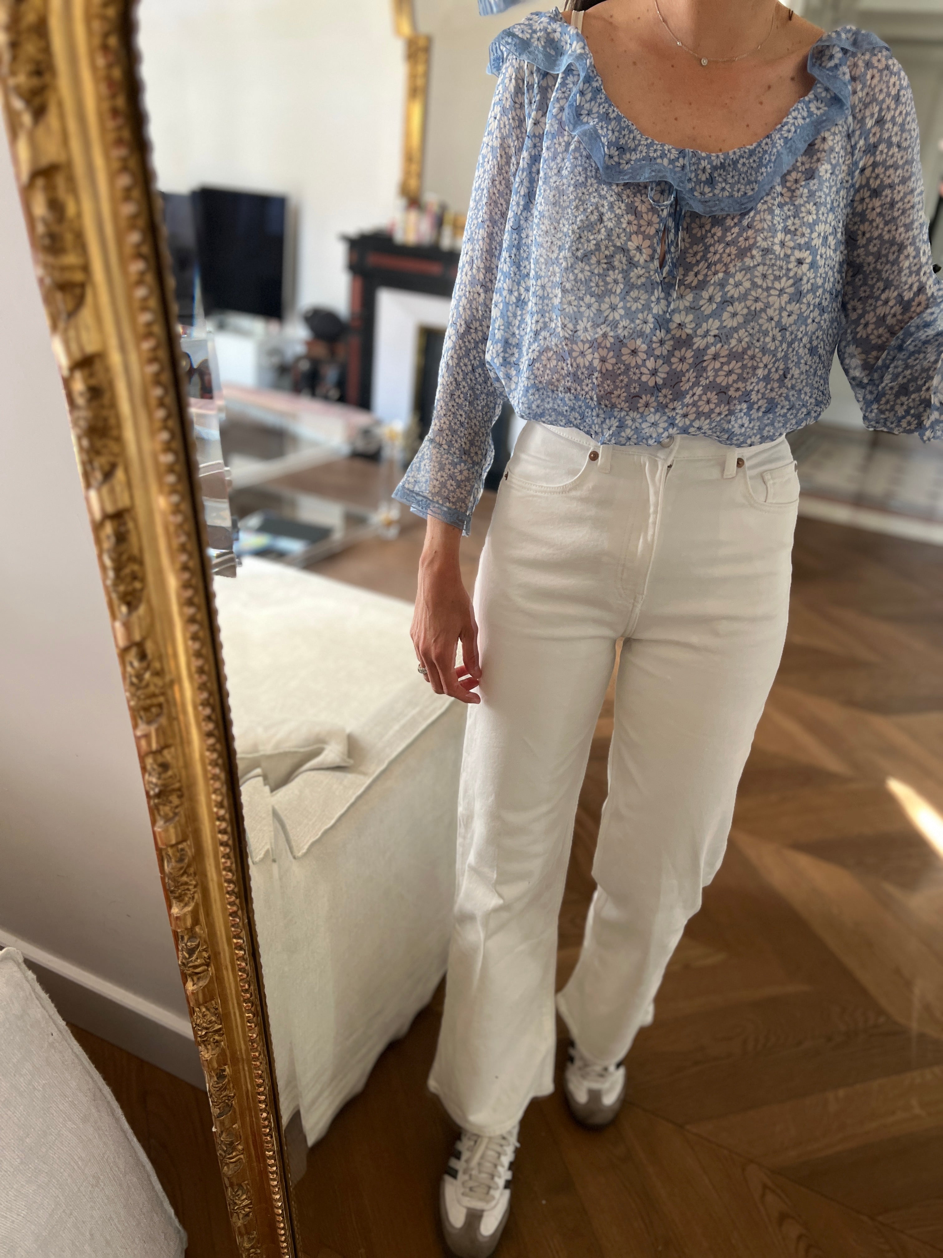 Anne Charlotte Blouse Philosophy Di Alberta Ferretti bleu fluide à fleurs