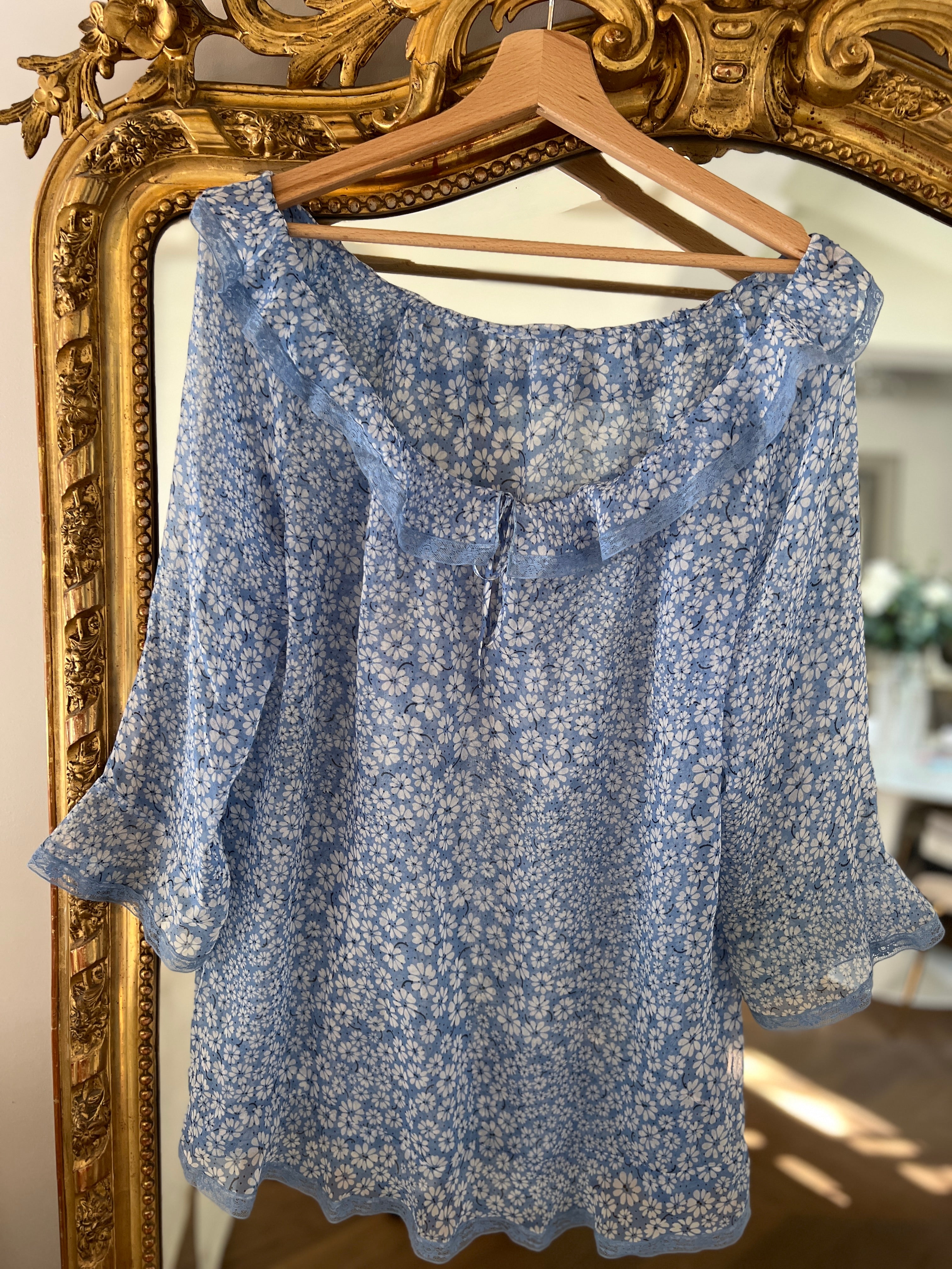 Anne Charlotte Blouse Philosophy Di Alberta Ferretti bleu fluide à fleurs