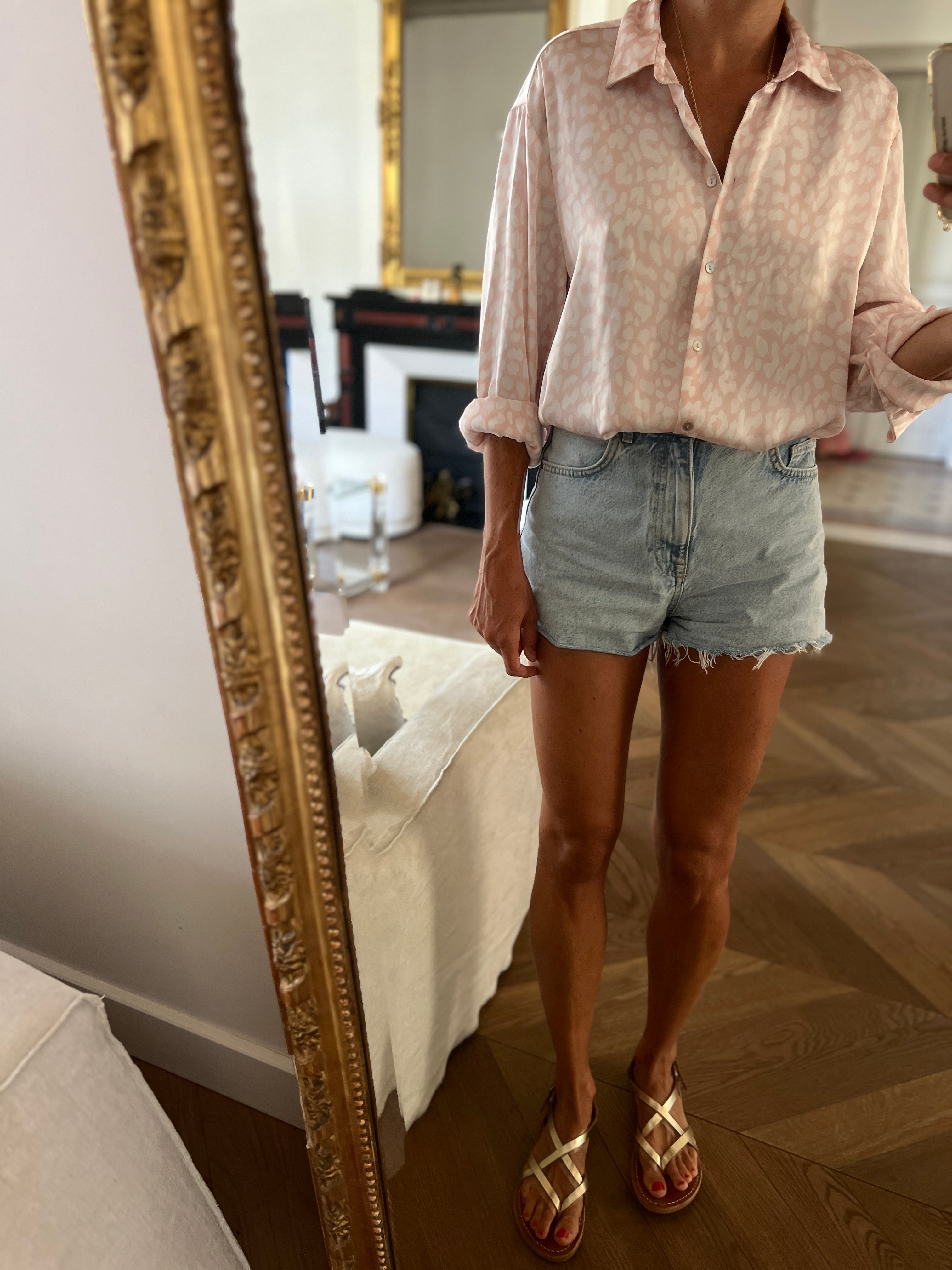 Chemise Zara rose pâle tachetée