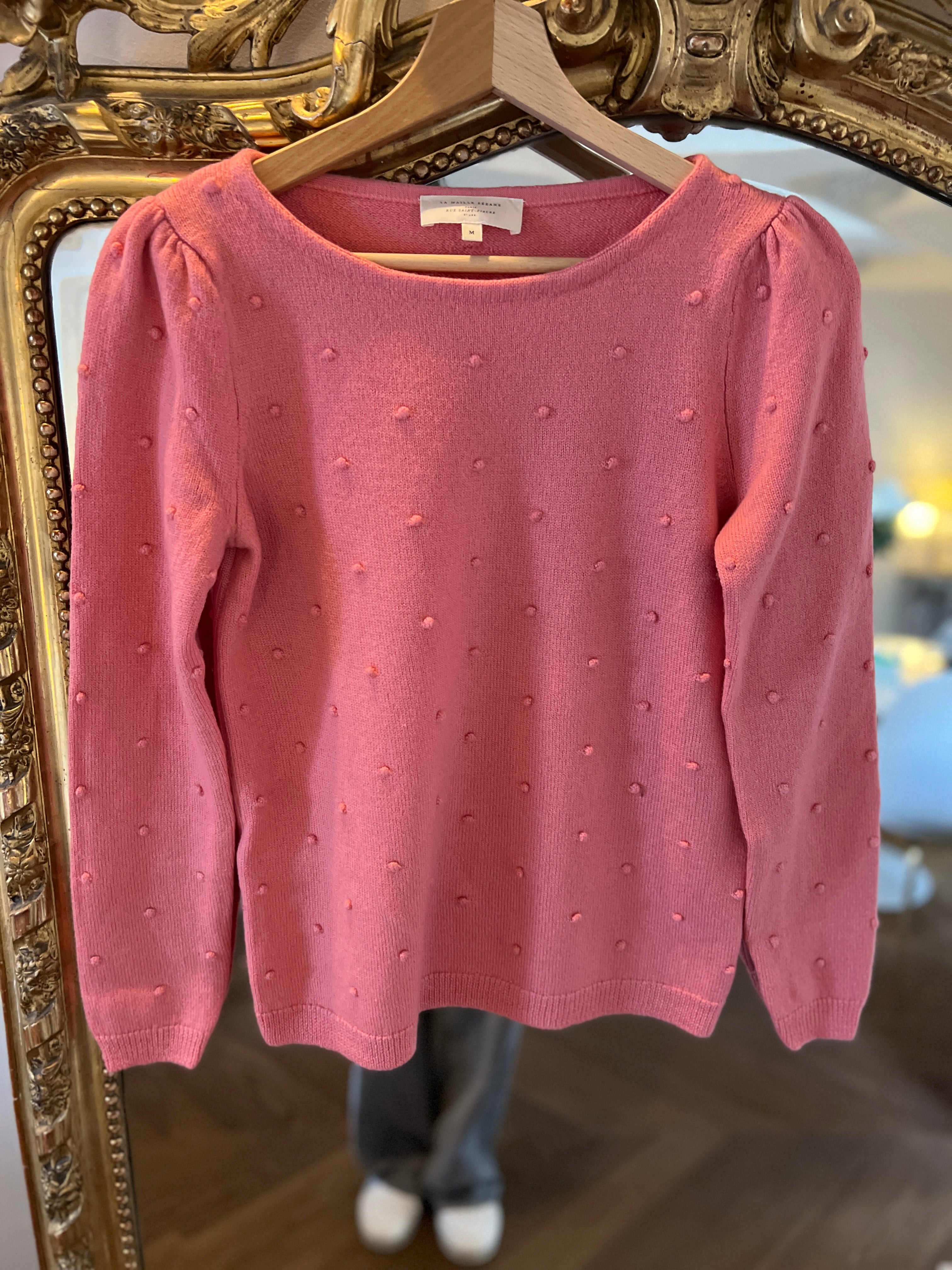 Pull Sezane en laine rose à petits pois