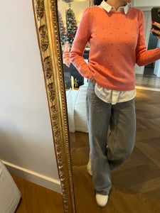 Pull Sezane en laine rose à petits pois