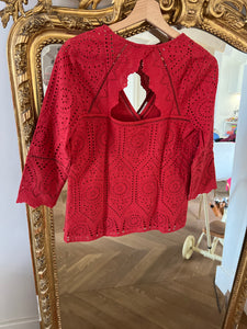 Blouse Sezane broderie anglaise rouge