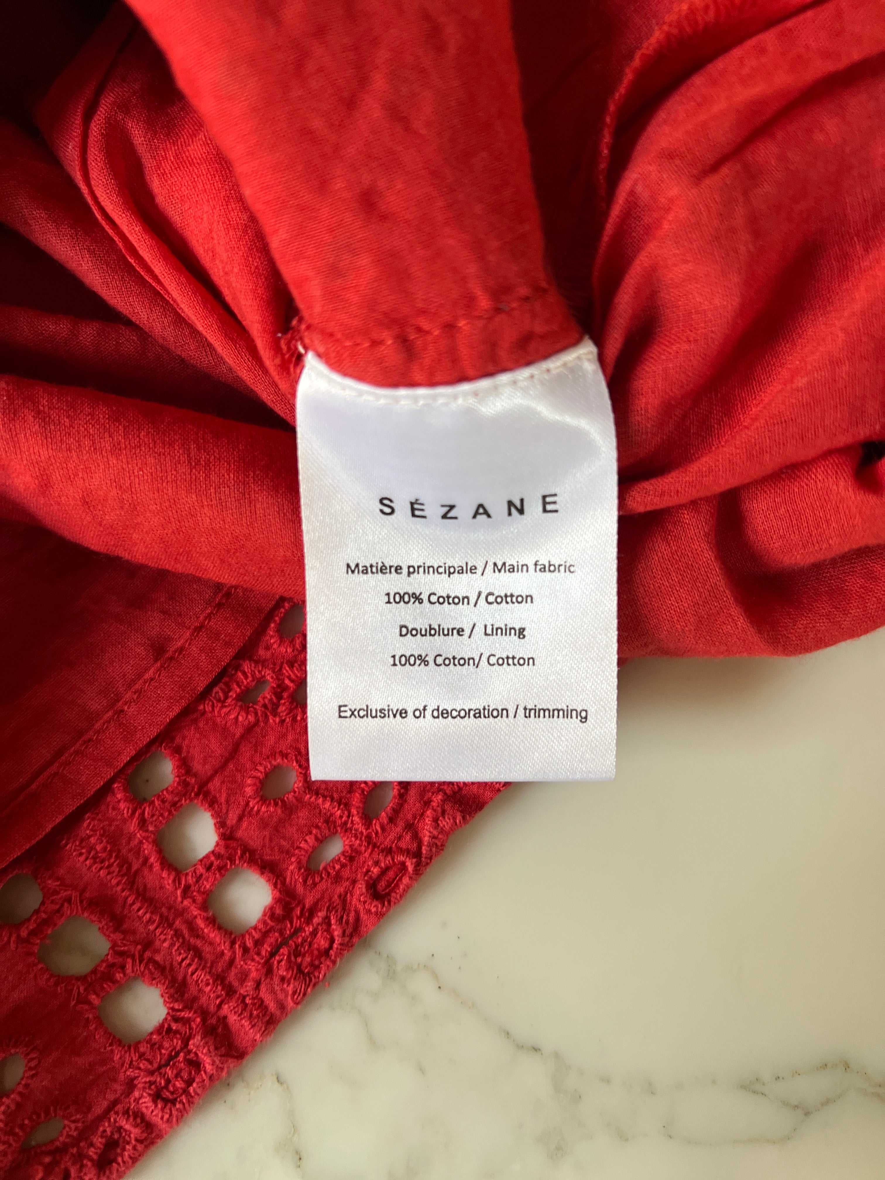 Blouse Sezane broderie anglaise rouge