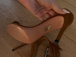 Charger l'image dans la galerie, Lucie Gabossi - Aquazzura Sandales talon daim camel boucles Pointure 39
