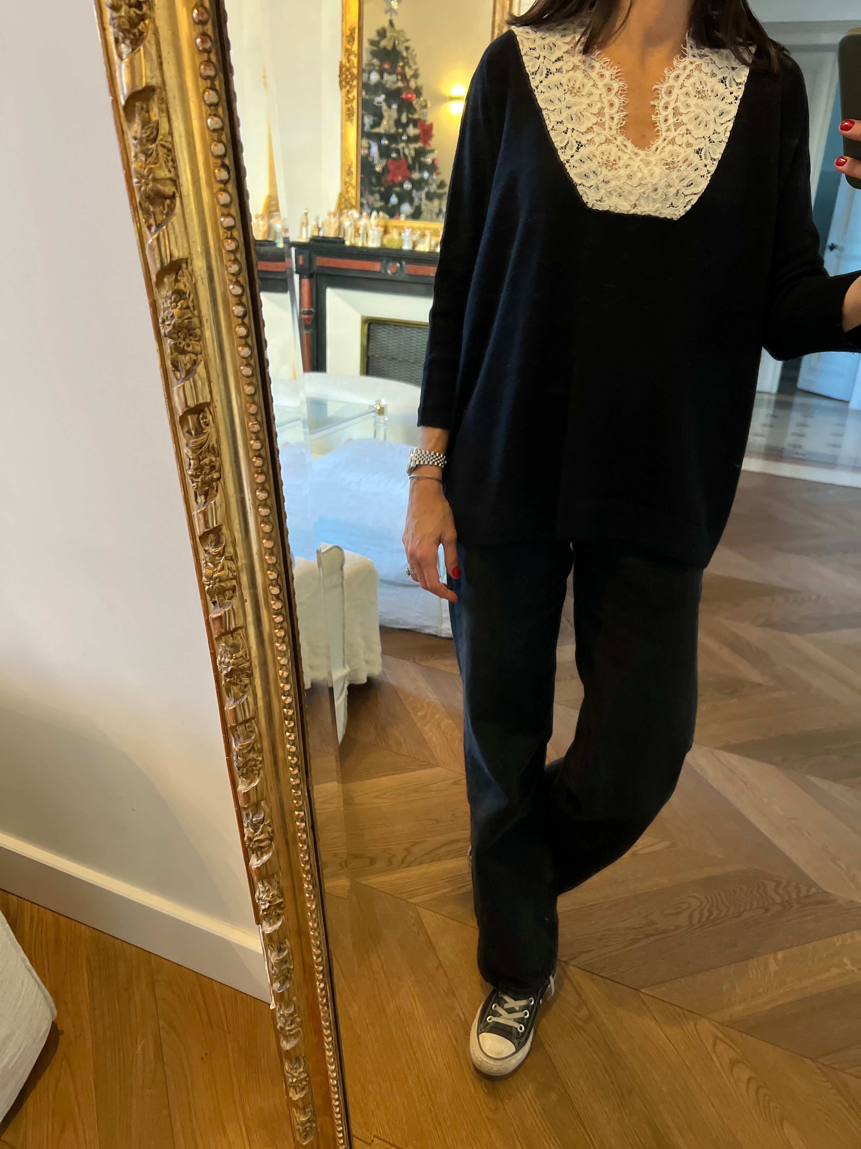 Pull Claudie Pierlot en dentelle blanche