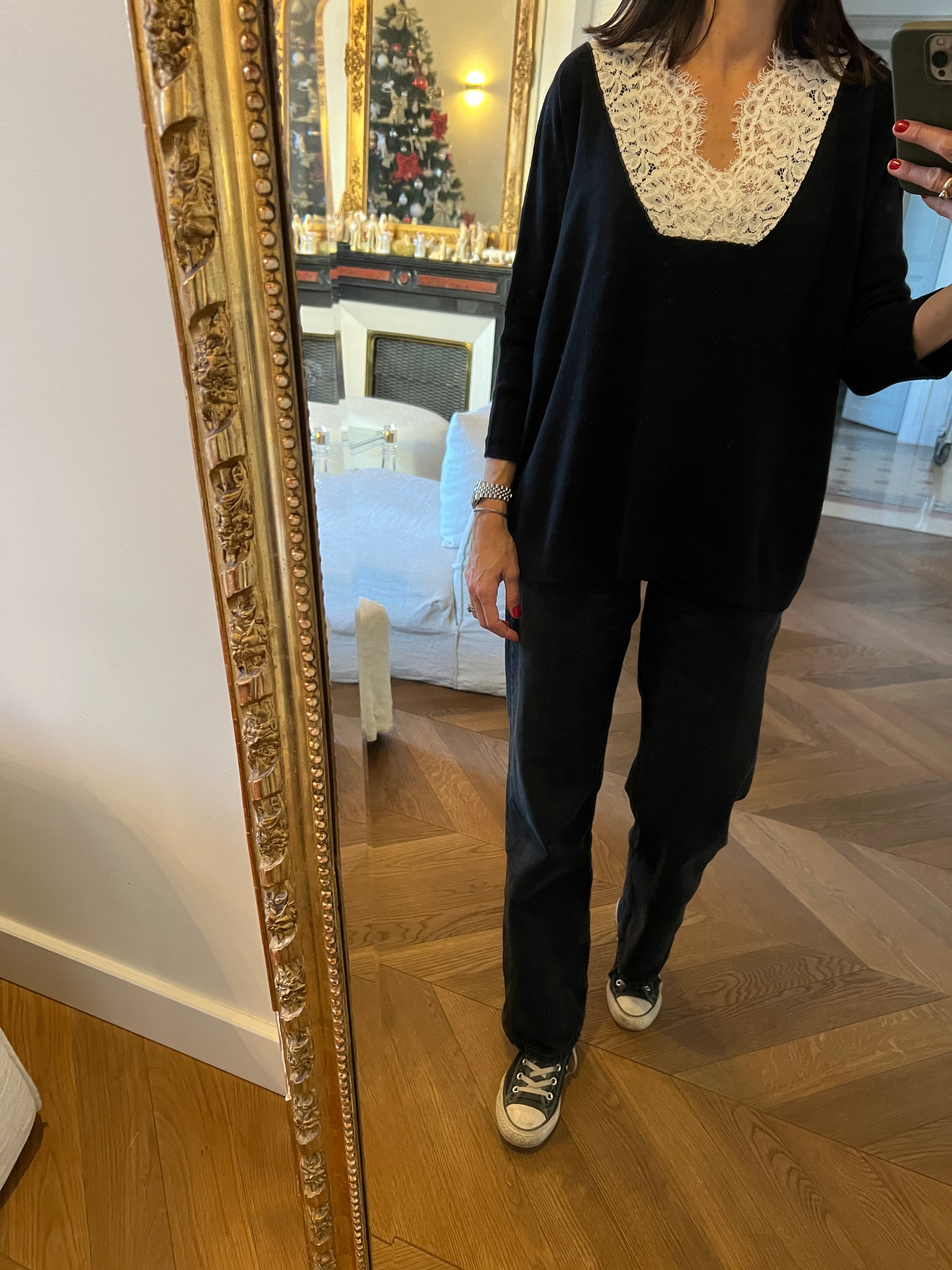 Pull Claudie Pierlot en dentelle blanche