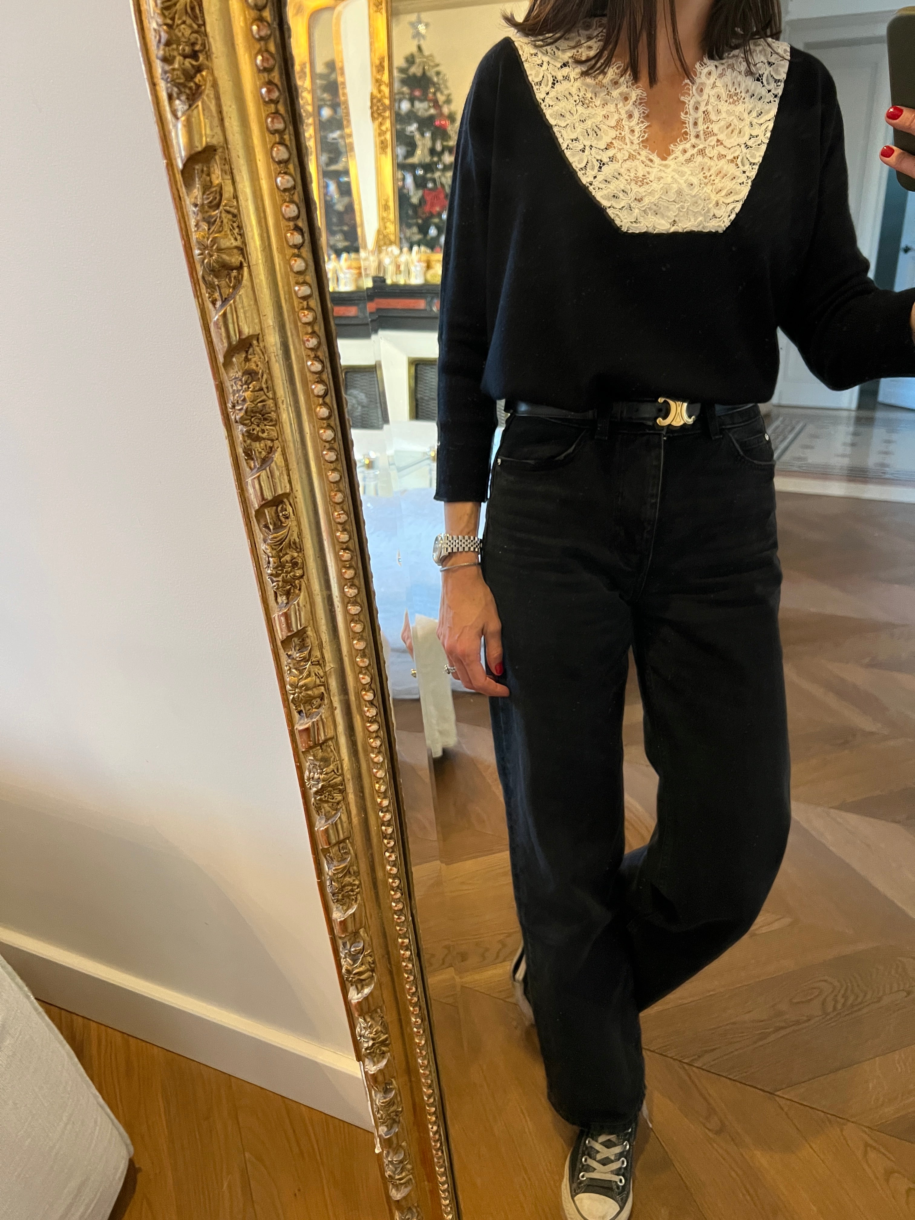 Pull Claudie Pierlot en dentelle blanche