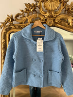 Charger l&#39;image dans la galerie, Malika Menard Veste Zara à crochet bleu ciel Neuf
