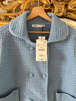 Charger l&#39;image dans la galerie, Malika Menard Veste Zara à crochet bleu ciel Neuf
