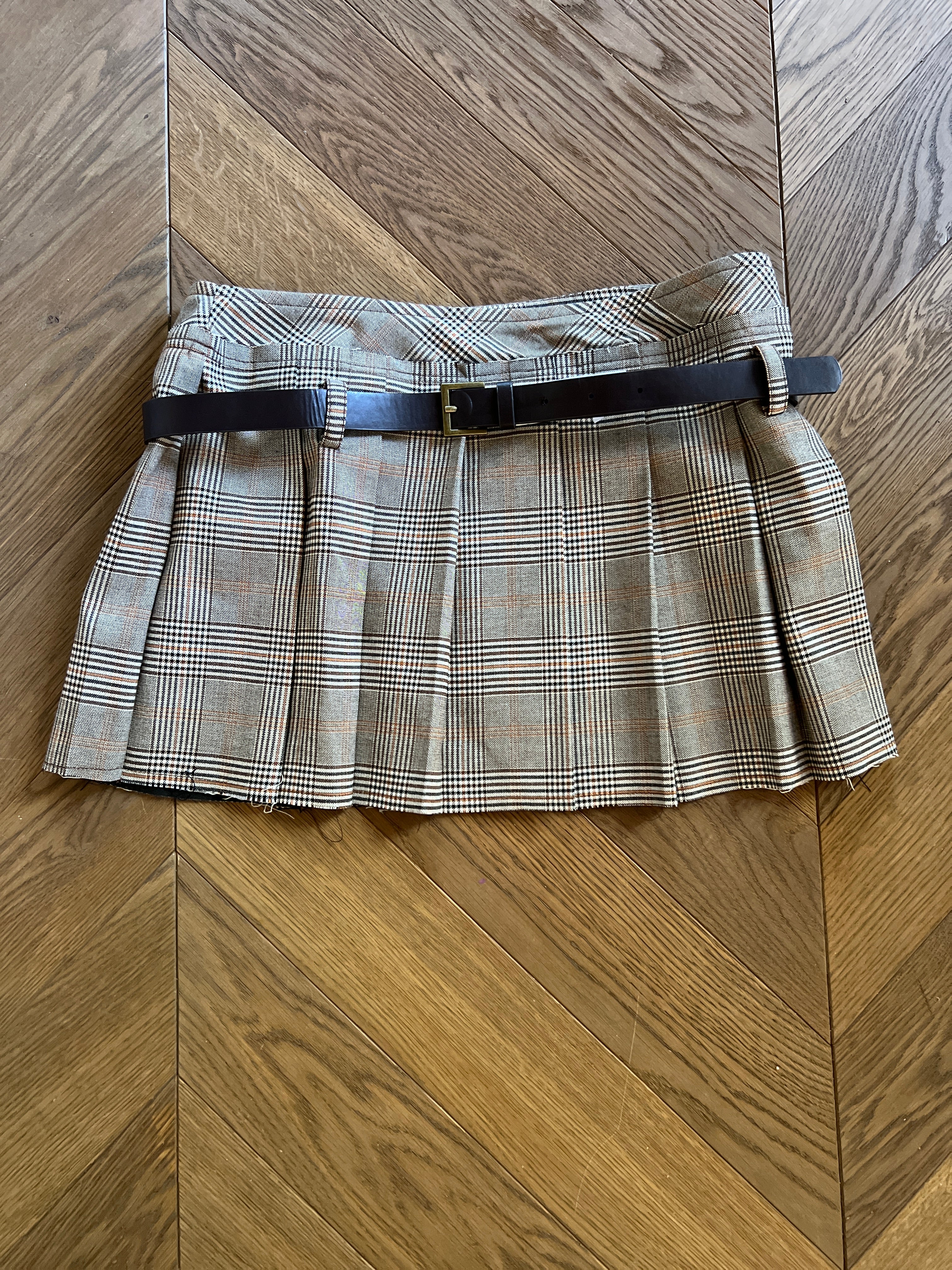 Malika Menard Jupe à carreaux Bershka beige