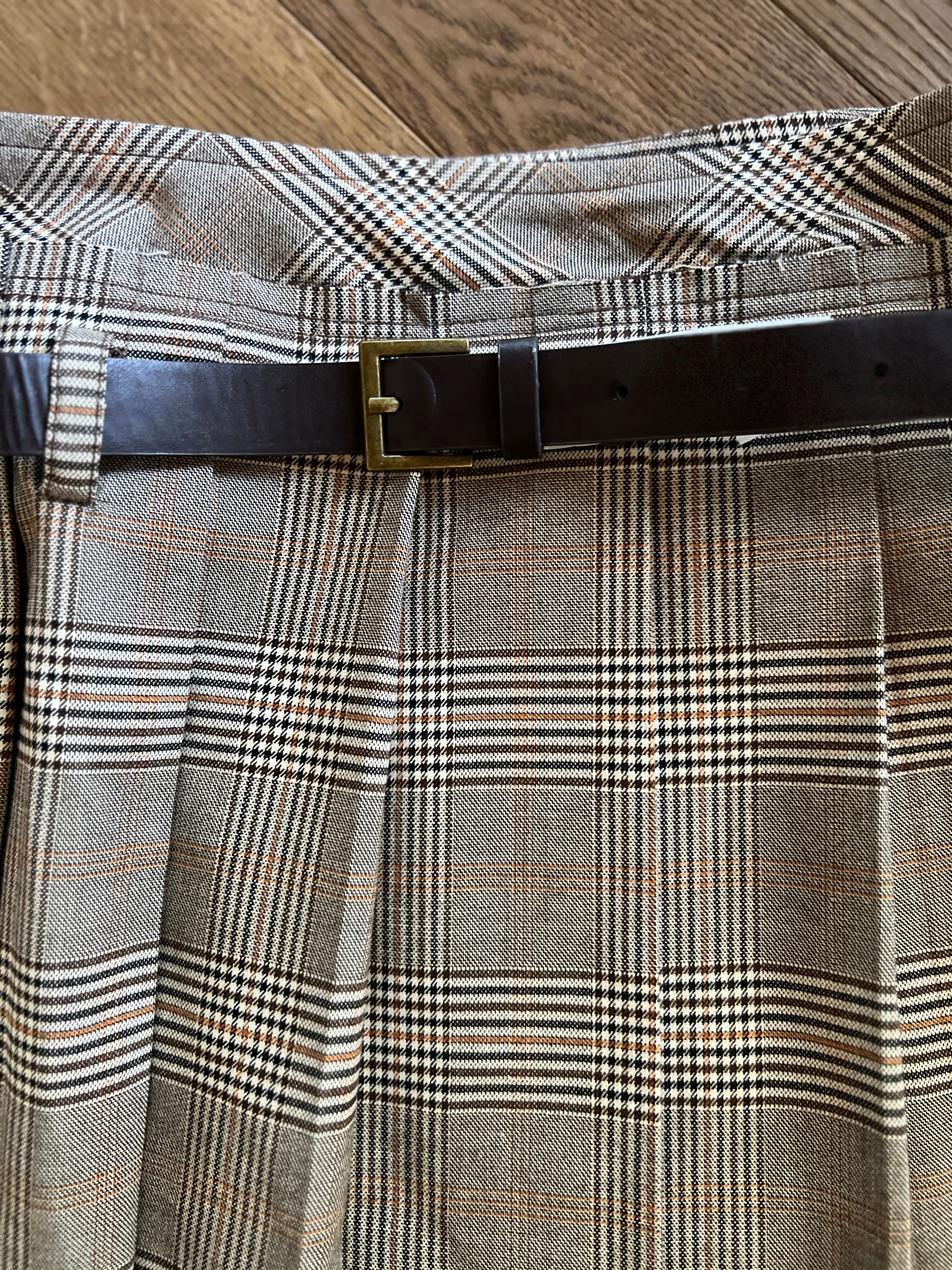 Malika Menard Jupe à carreaux Bershka beige