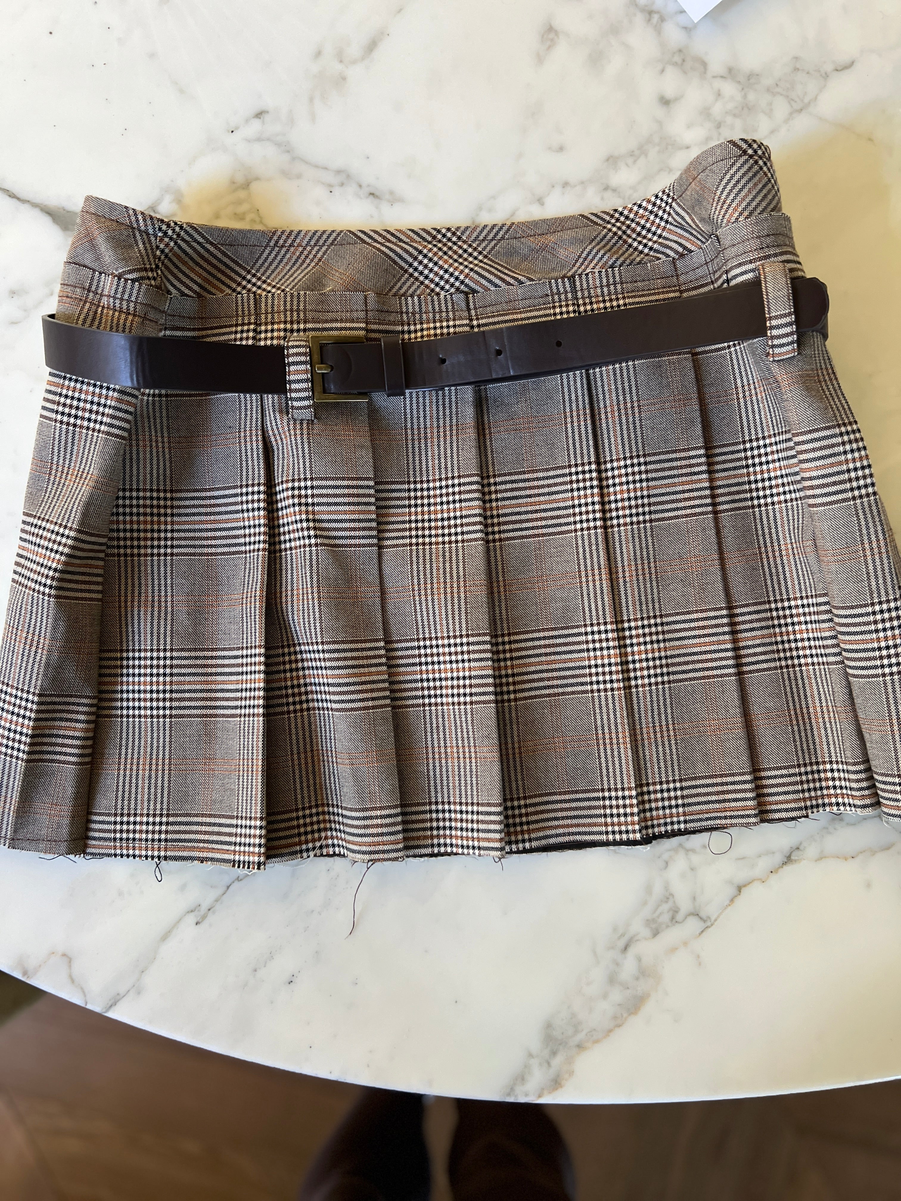 Malika Menard Jupe à carreaux Bershka beige