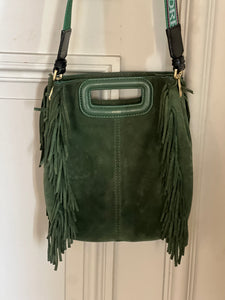 Sac M Maje en cuir suède vert