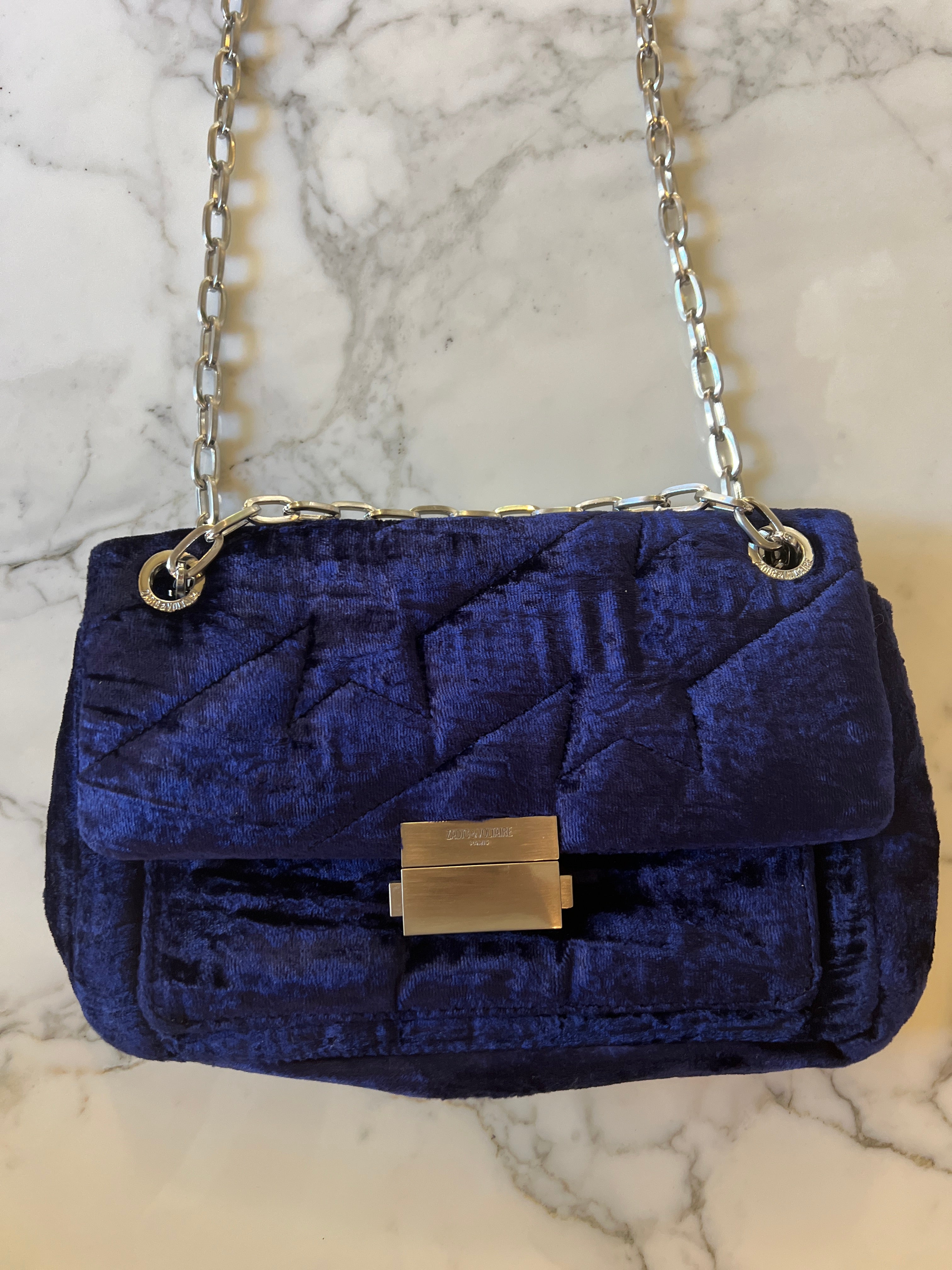 Sac Zadig&Voltaire en velours bleu nuit