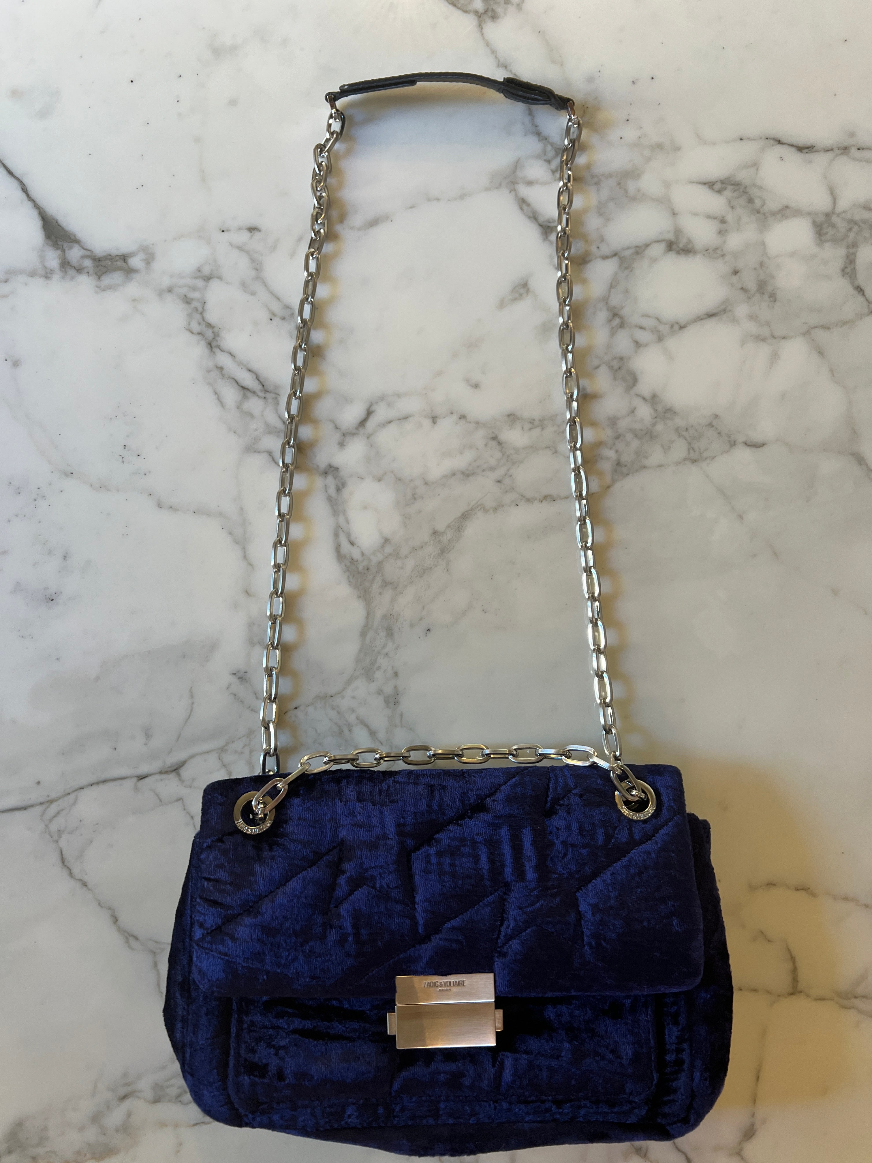 Sac Zadig&Voltaire en velours bleu nuit