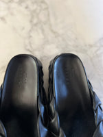 Charger l'image dans la galerie, Malika Menard Sandales compensées Asos tressées en cuir avec entredoigt noires
