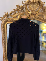 Charger l'image dans la galerie, Maje - Pull noir ajouré col montant
