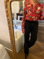 Charger l'image dans la galerie, The Kooples  - Chemisier en soie à fleurs rouge
