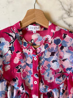 Charger l'image dans la galerie, Claudie Pierlot  - Blouse fleurie ajourée rose
