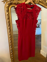 Charger l'image dans la galerie, The Kooples - Robe bordeaux en dentelle mi longue

