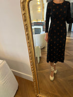 Charger l'image dans la galerie, Nice Things - Robe noire à pois marron
