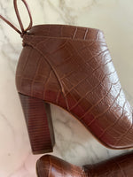Charger l'image dans la galerie, Sézane - Bottines camel croco lacets
