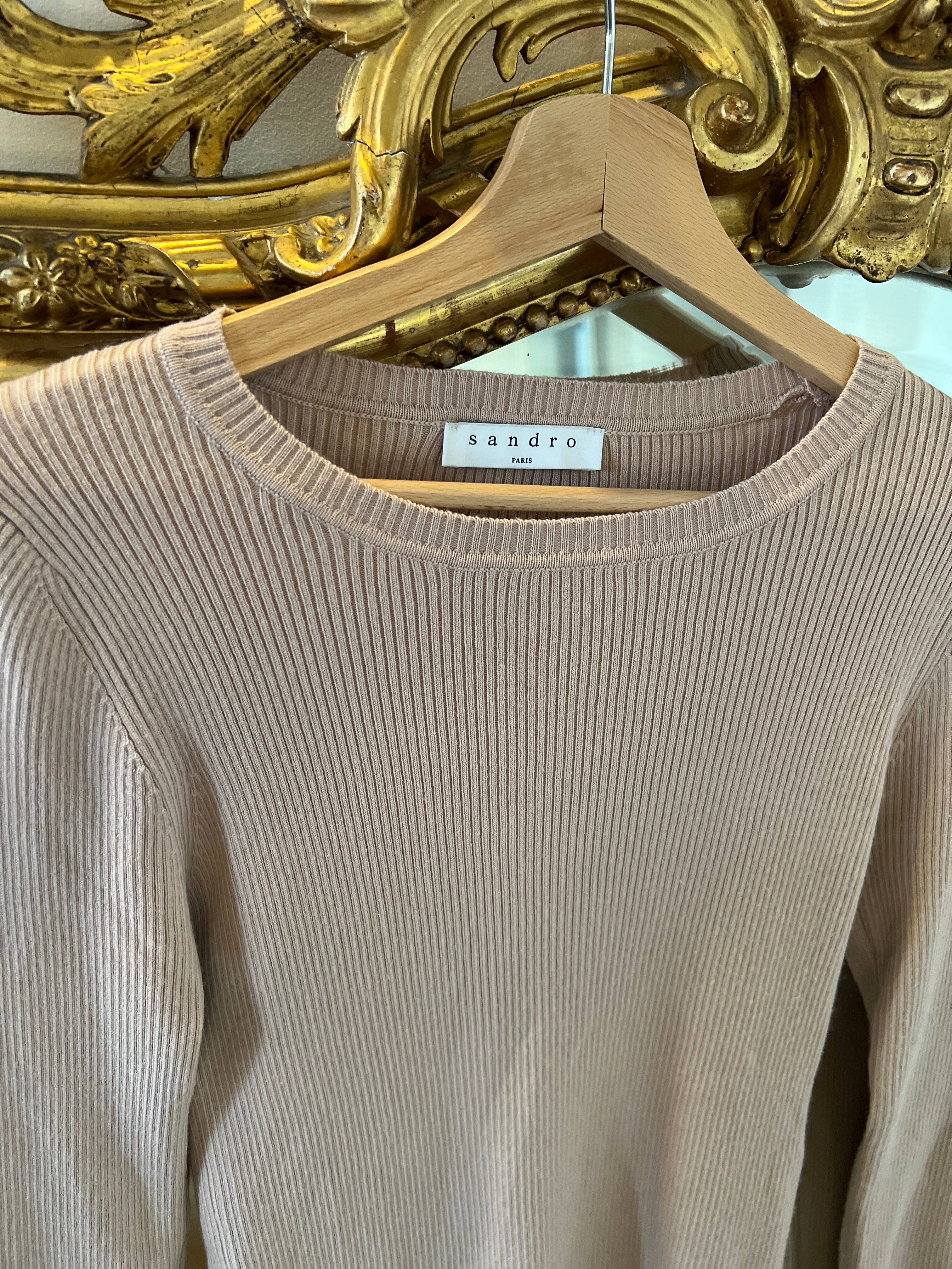 Pull fin en laine Sandro beige