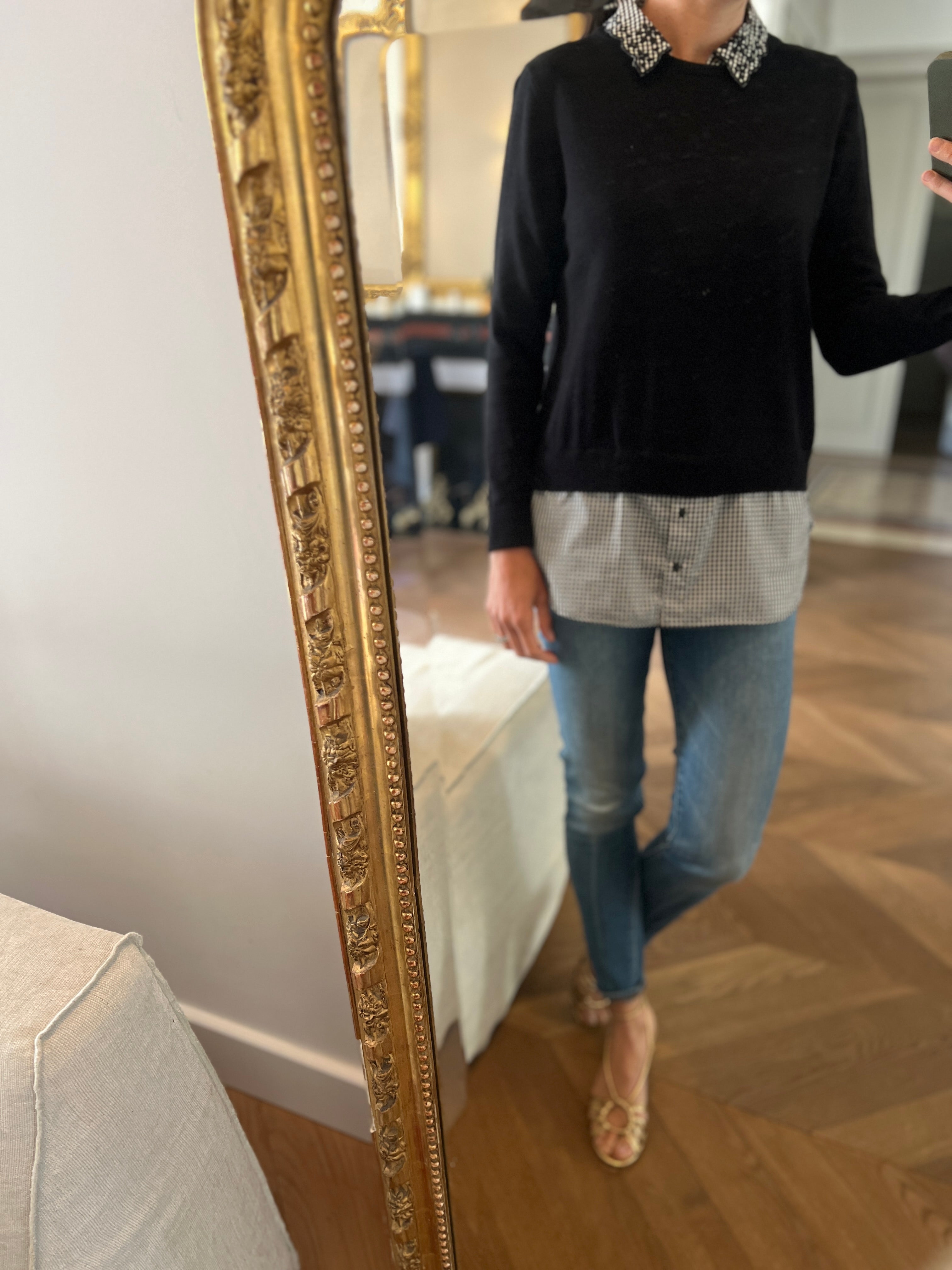 Pull Claudie Pierlot noir col à carreaux