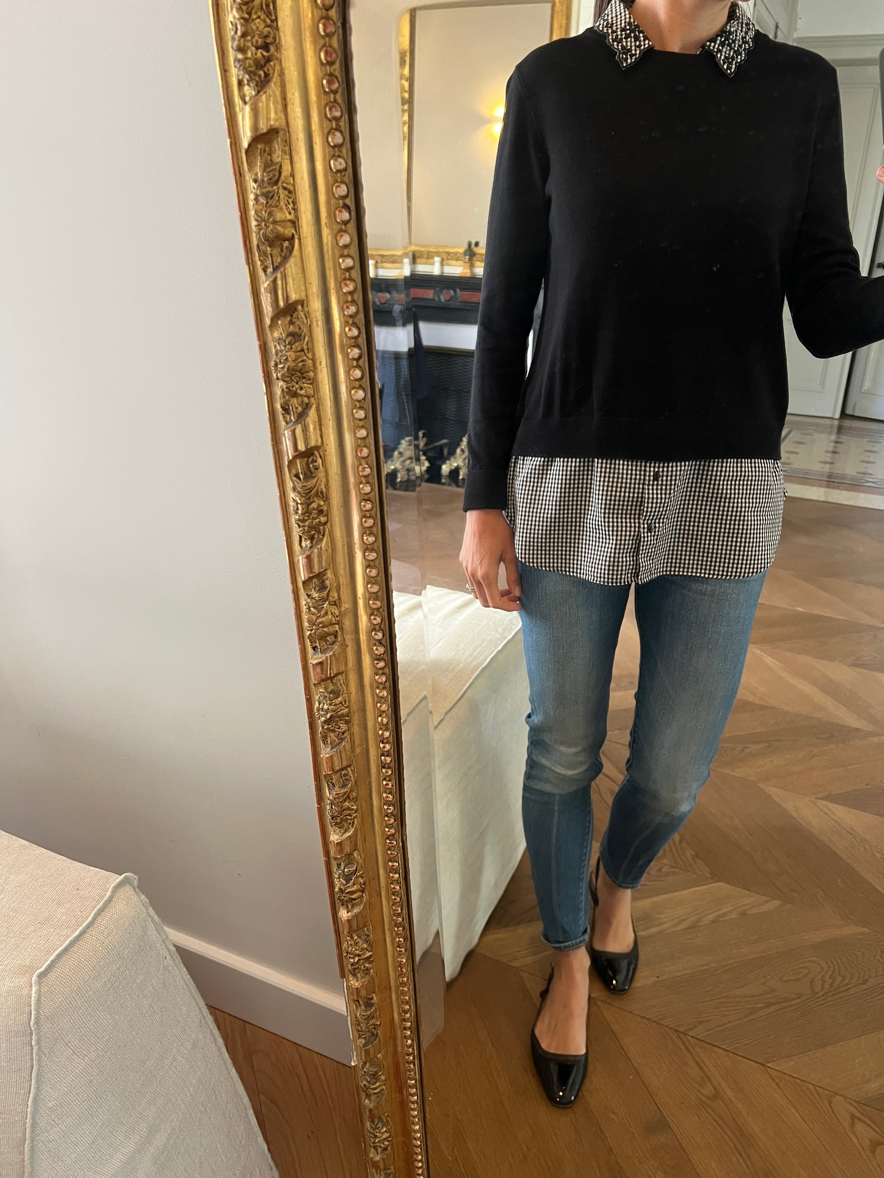 Pull Claudie Pierlot noir col à carreaux