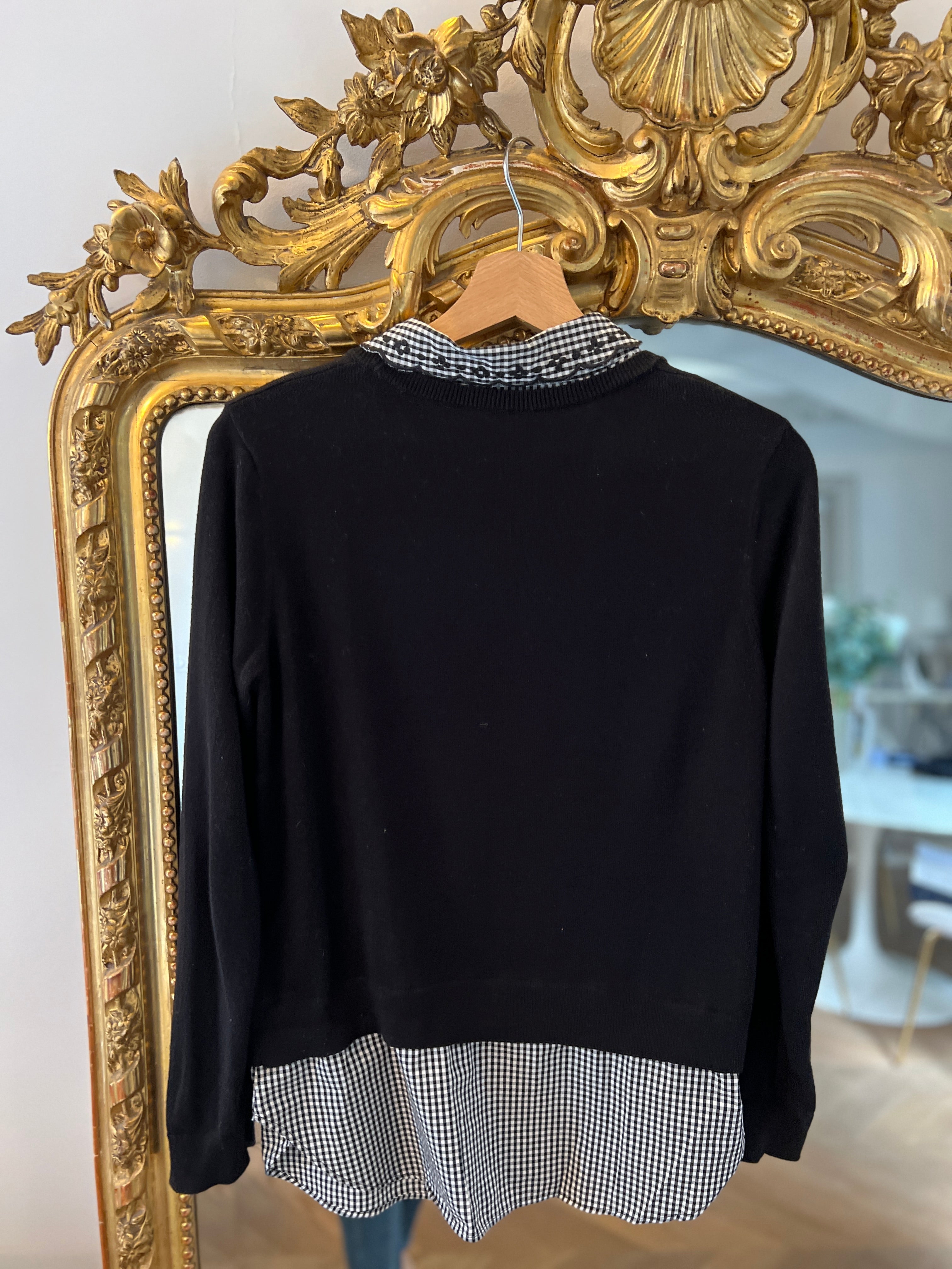 Pull Claudie Pierlot noir col à carreaux