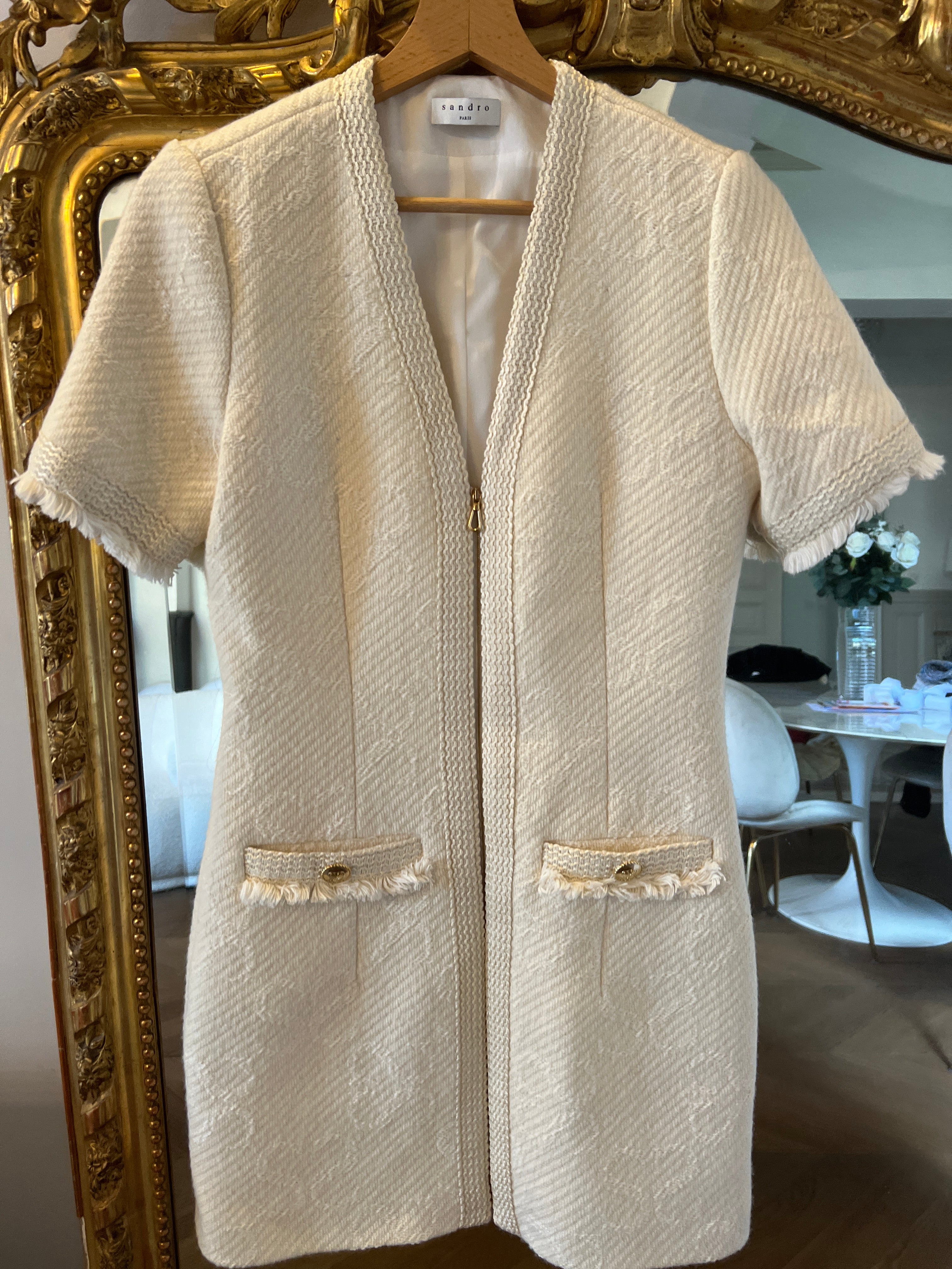 Robe Sandro ecrue en laine