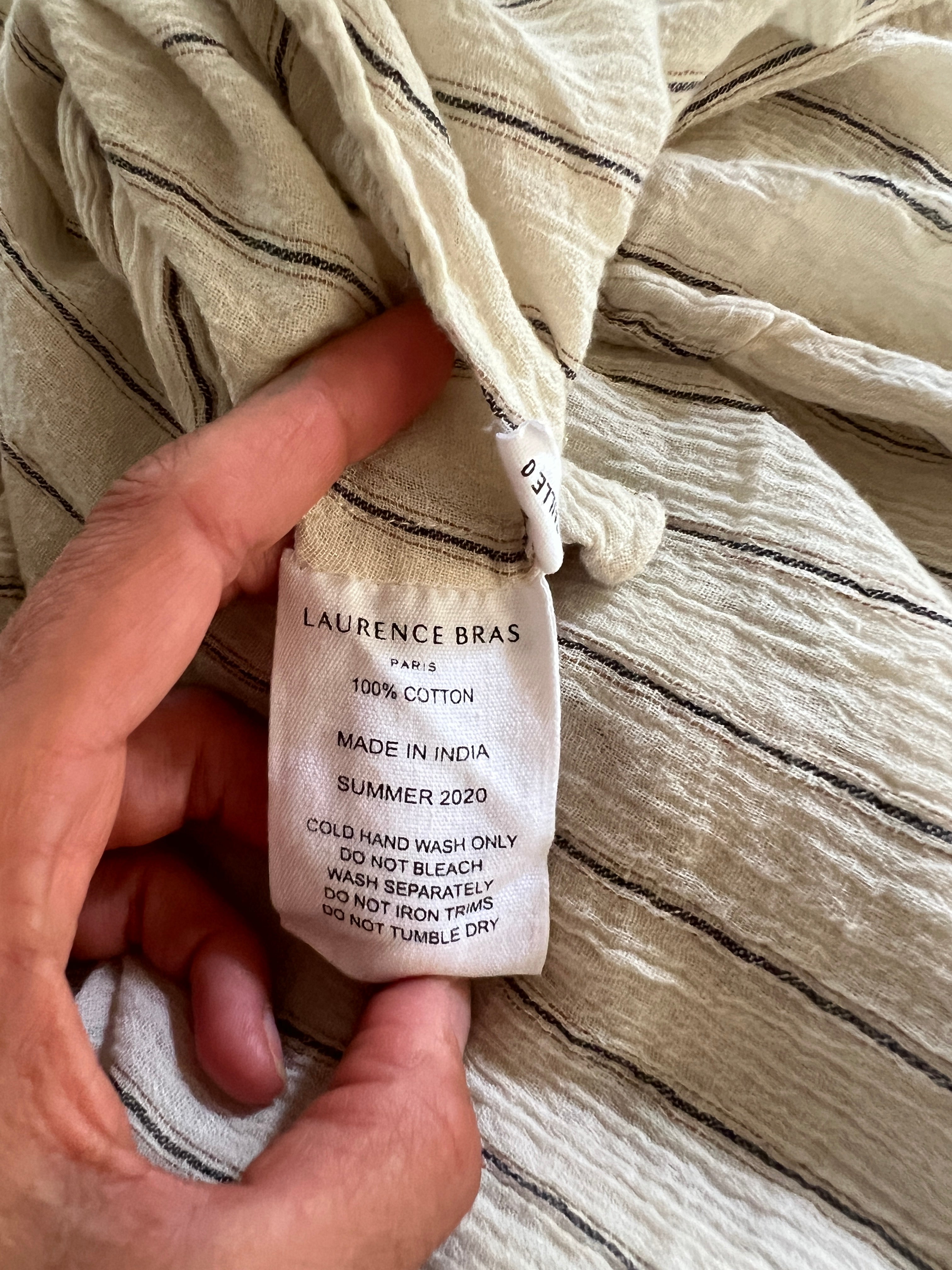 Robe Laurence Bras longue beige à rayures