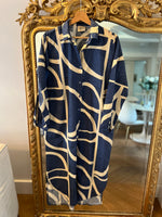 Charger l&#39;image dans la galerie, Robe longue Johanna bleue et beige
