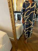 Charger l&#39;image dans la galerie, Robe longue Johanna bleue et beige
