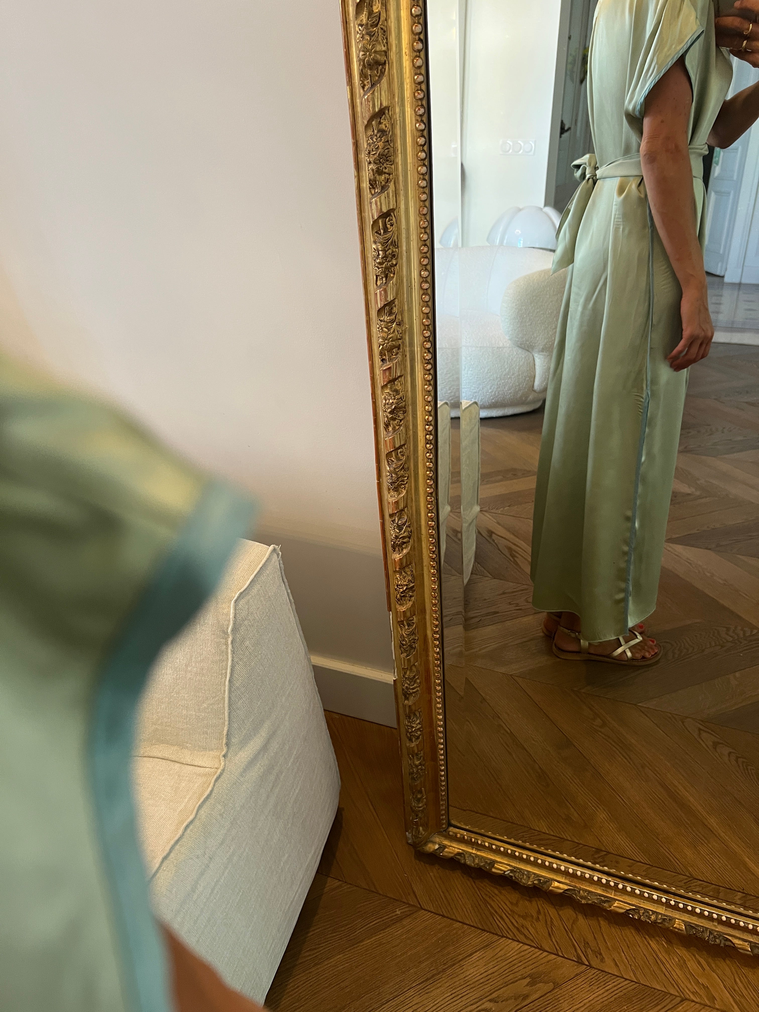 Robe Forte Forte longue verte satinée